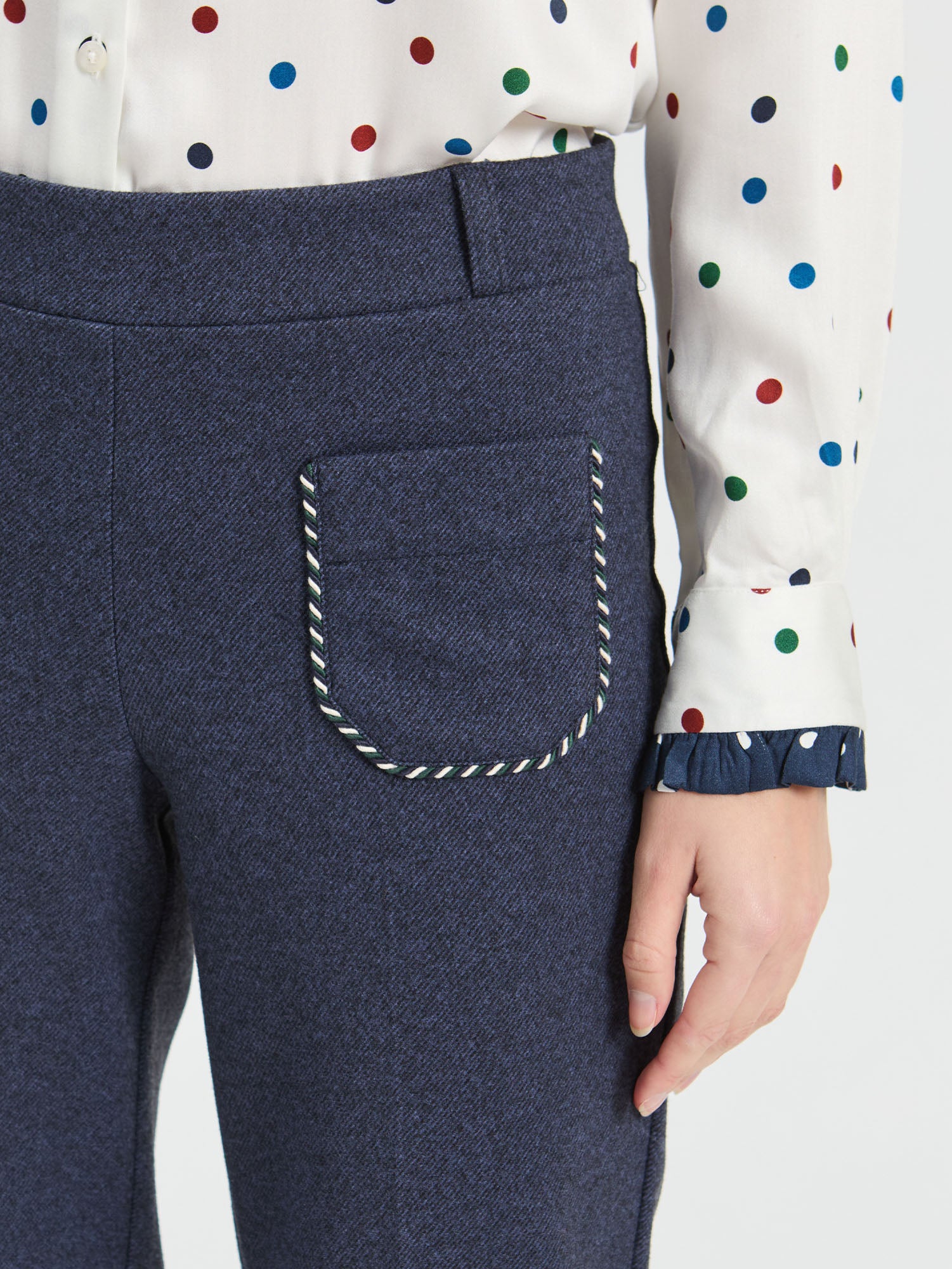 NAVY PONTE ROMA DENIM TROUSERS