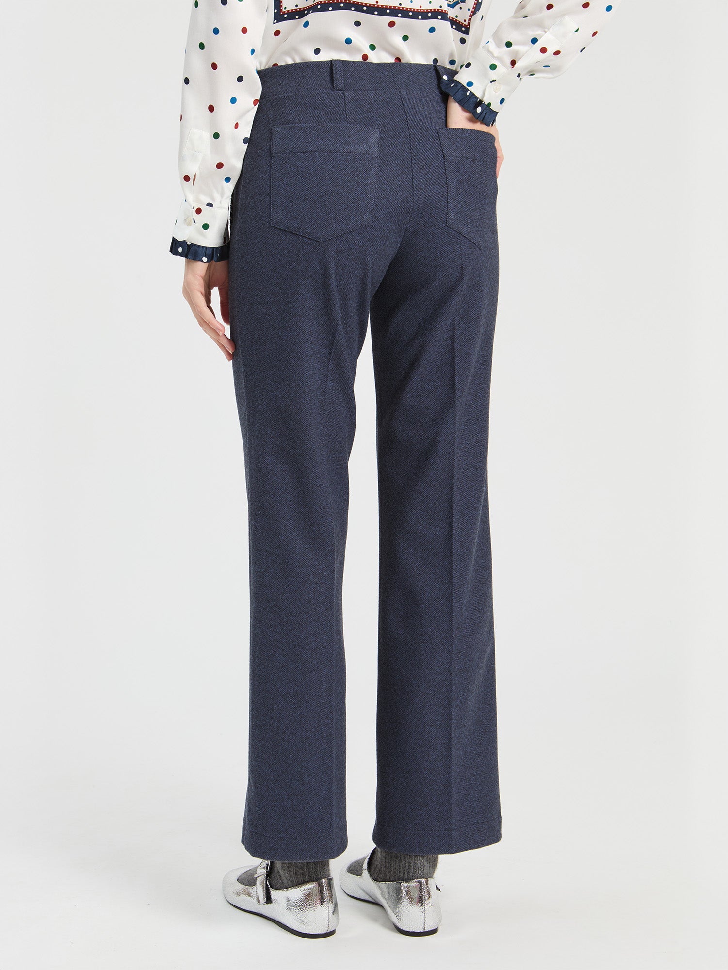 NAVY PONTE ROMA DENIM TROUSERS