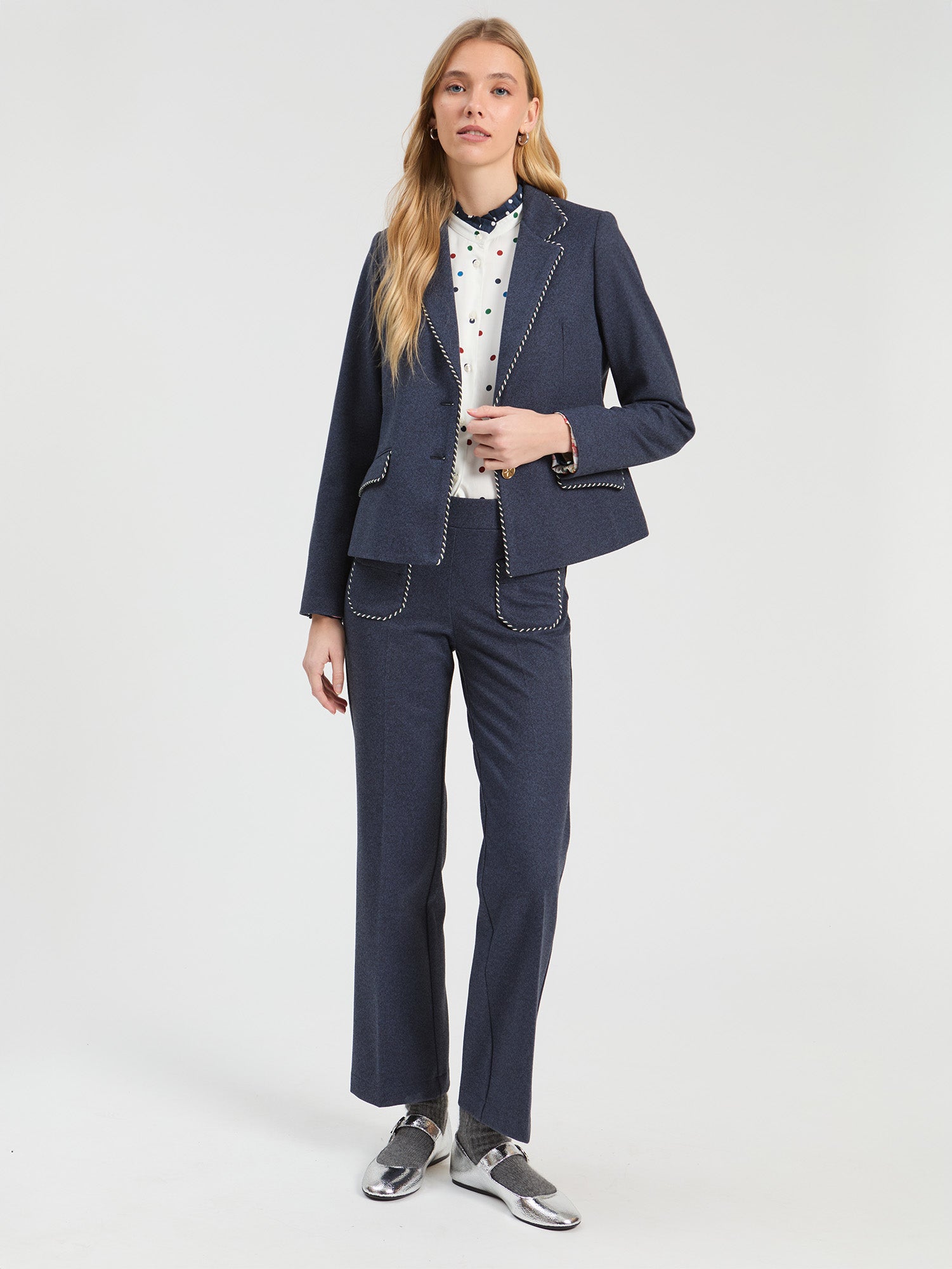 NAVY ROMA DENIM KNIT JACKET