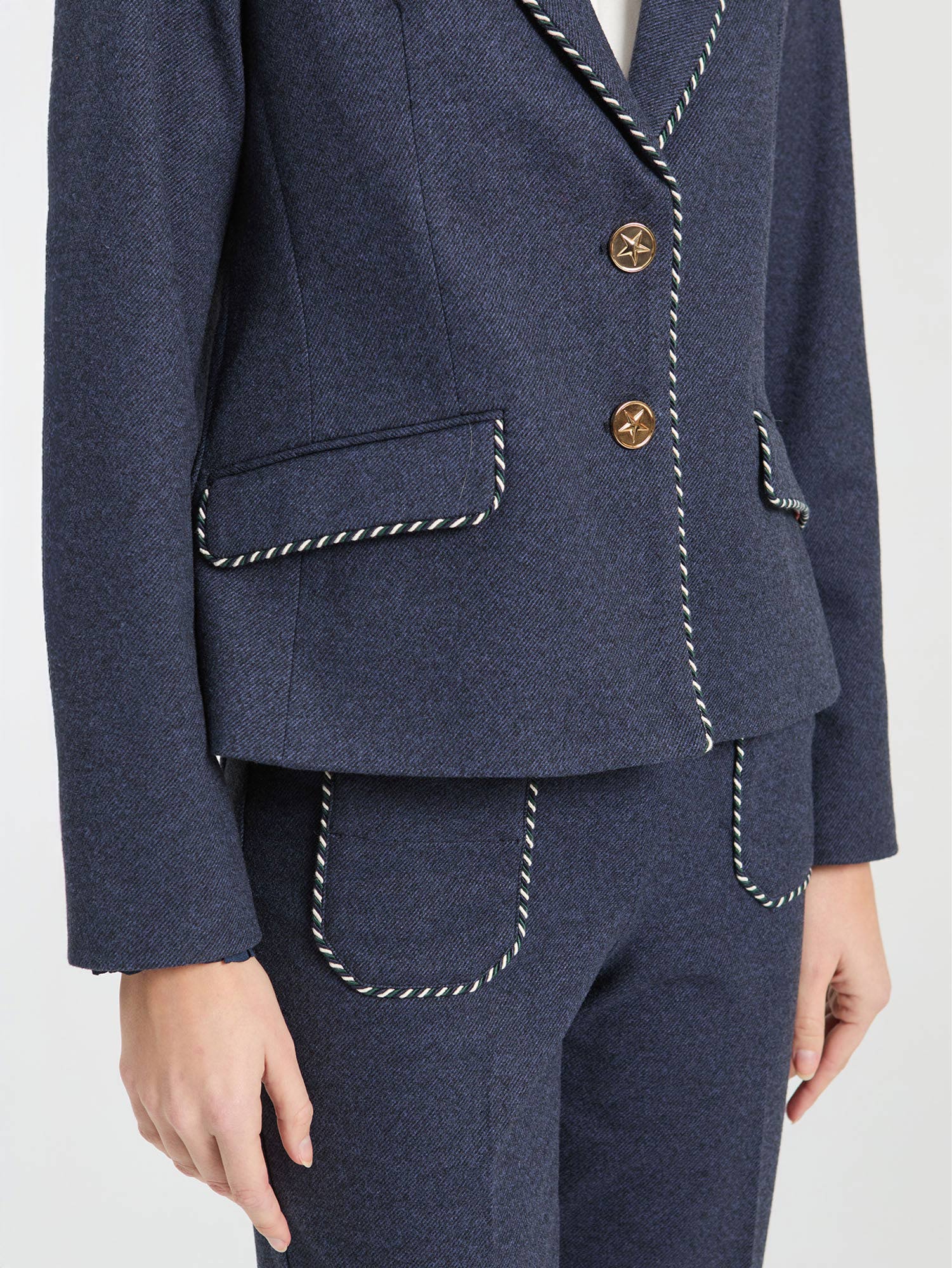 NAVY ROMA DENIM KNIT JACKET