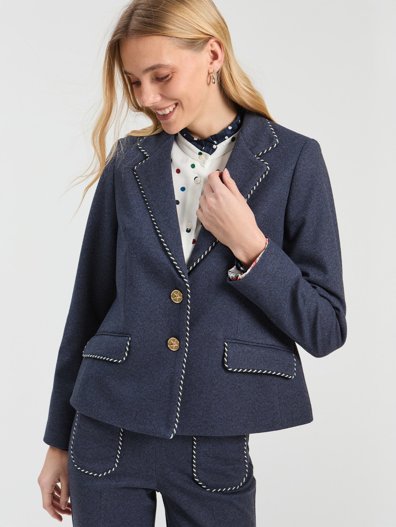 NAVY ROMA DENIM KNIT JACKET