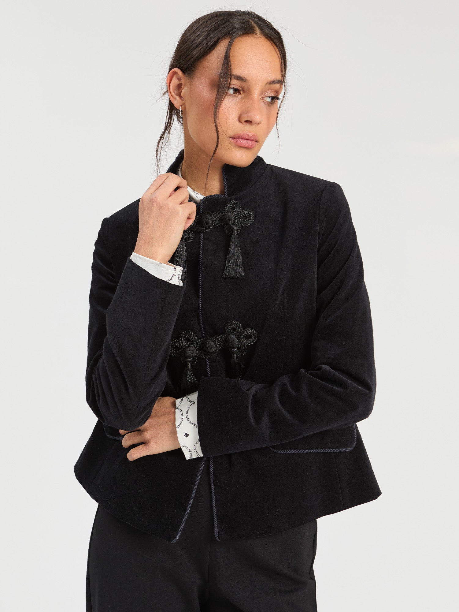 BLACK VELVET BRAIDED JACKET
