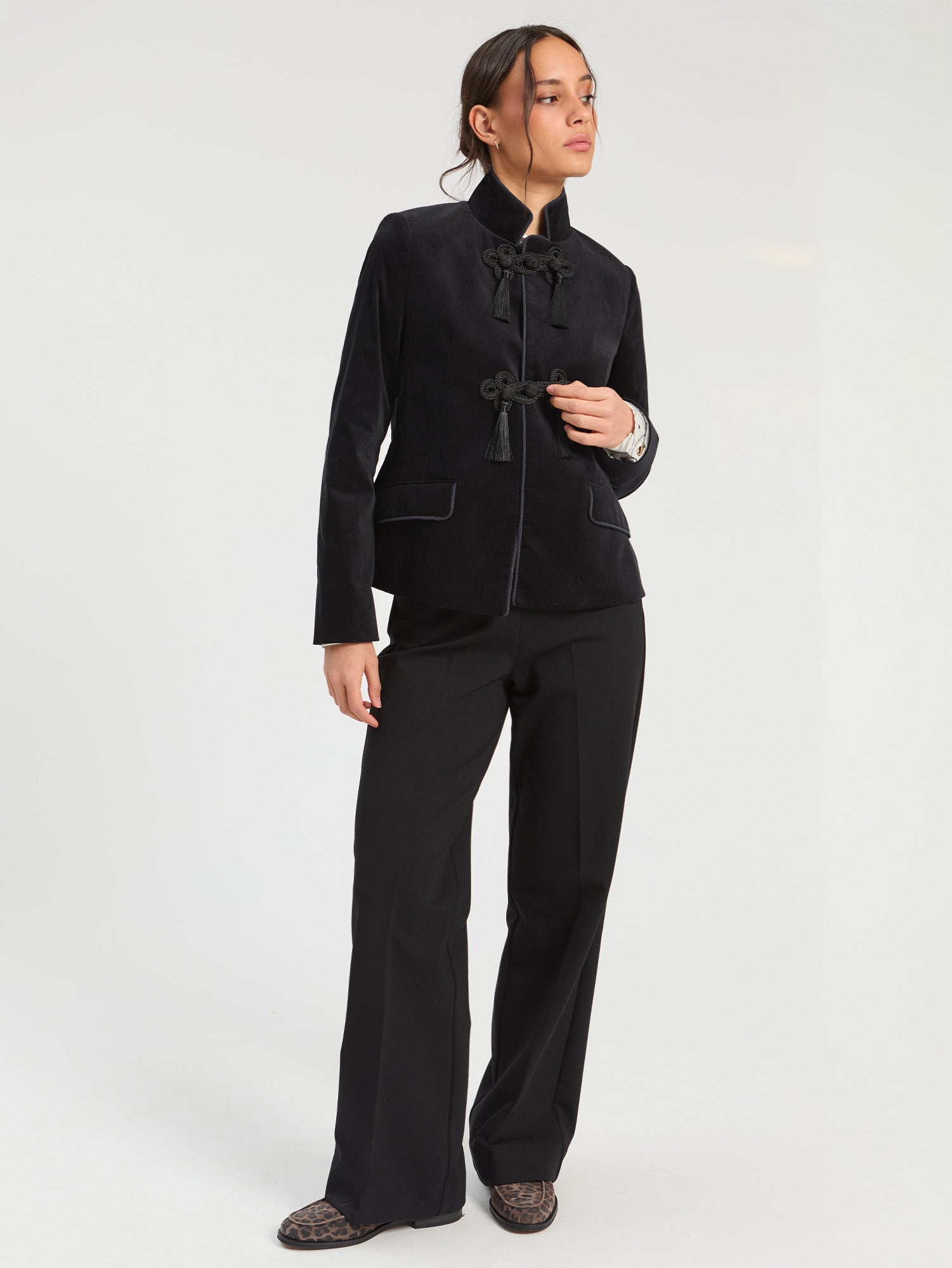 BLACK VELVET BRAIDED JACKET
