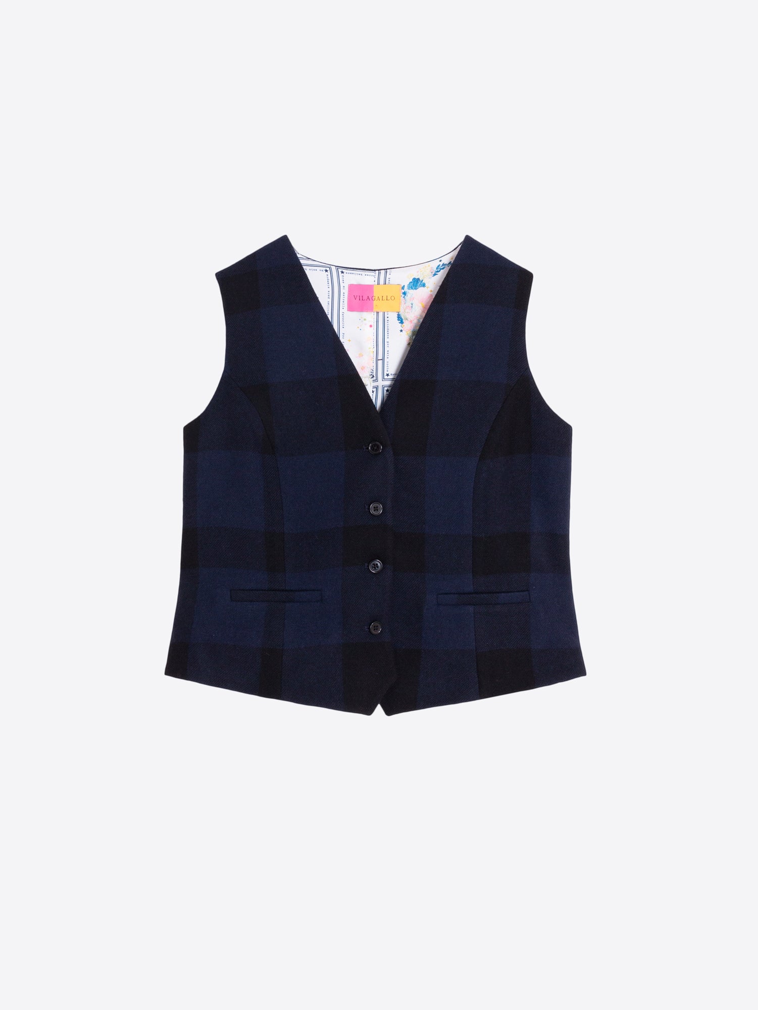 NAVY GINGHAM WAISTCOAT