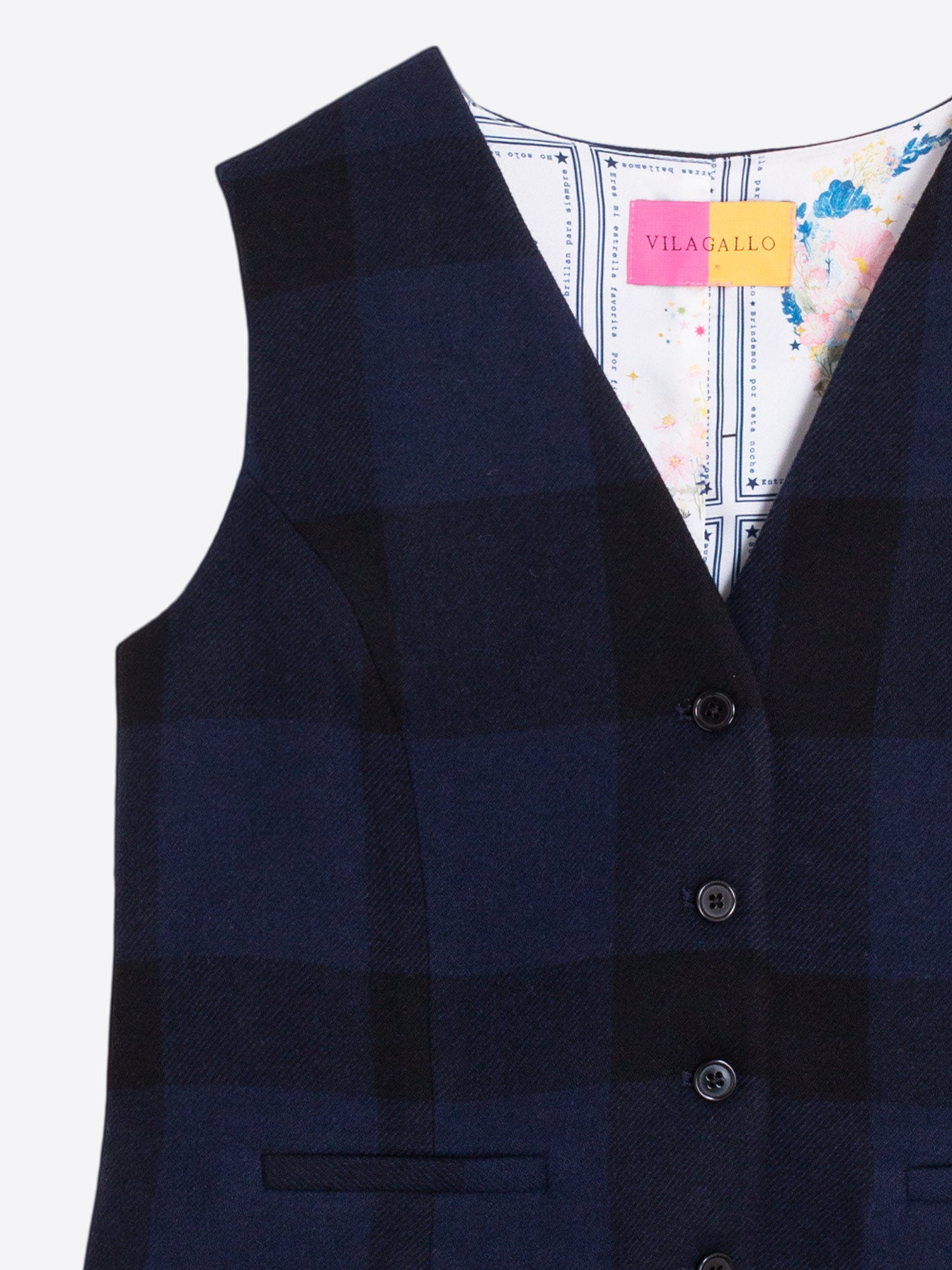 NAVY GINGHAM WAISTCOAT