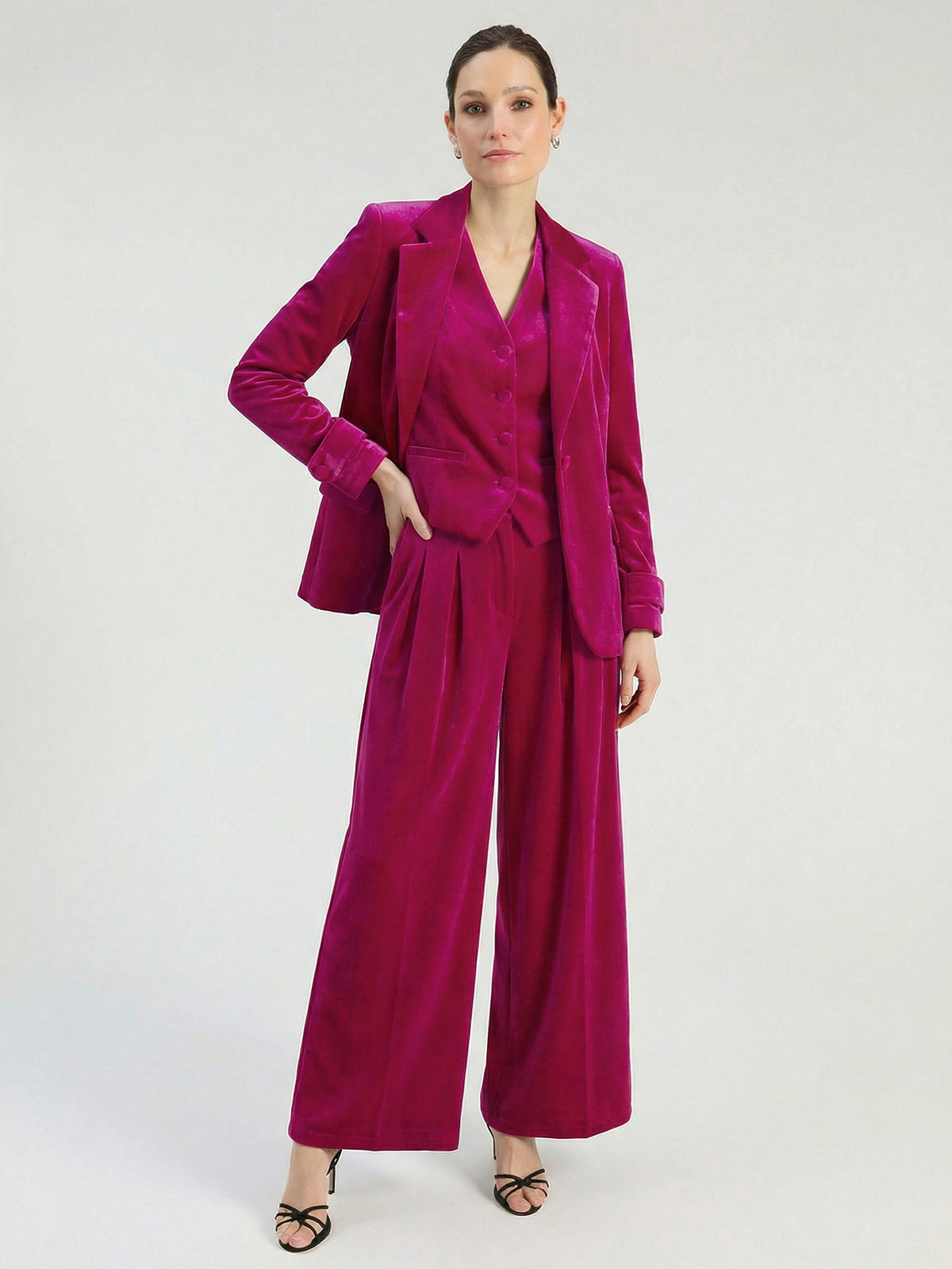 FUCHSIA VELVET TROUSERS