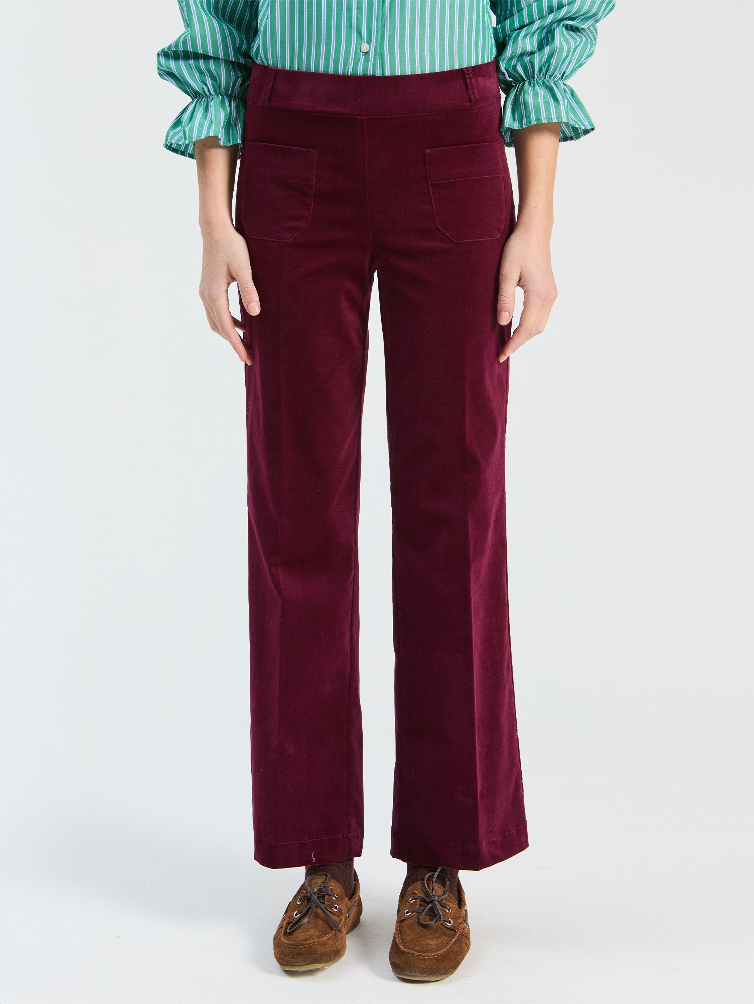 BURGUNDY VELVET TROUSERS