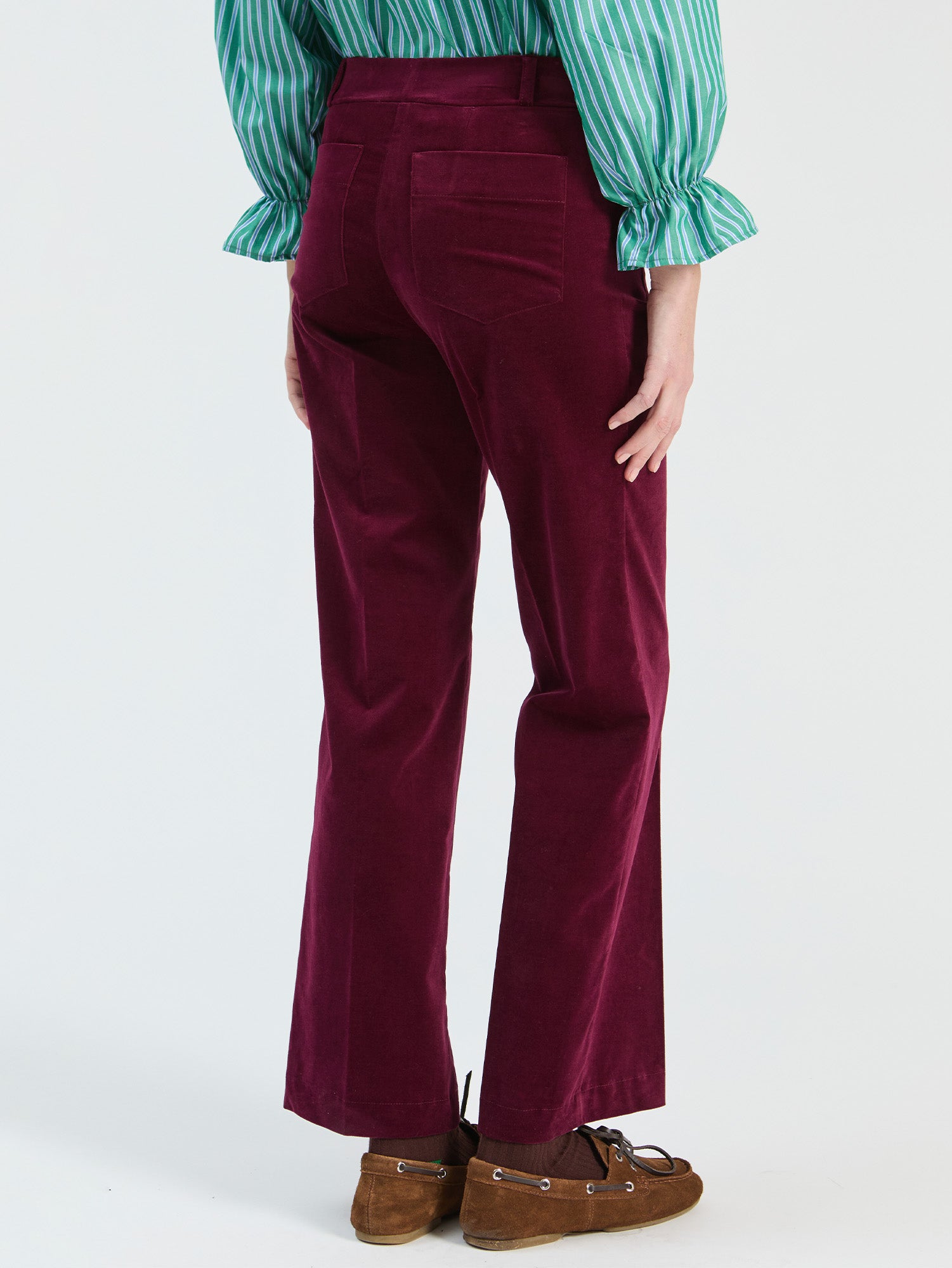 BURGUNDY VELVET TROUSERS