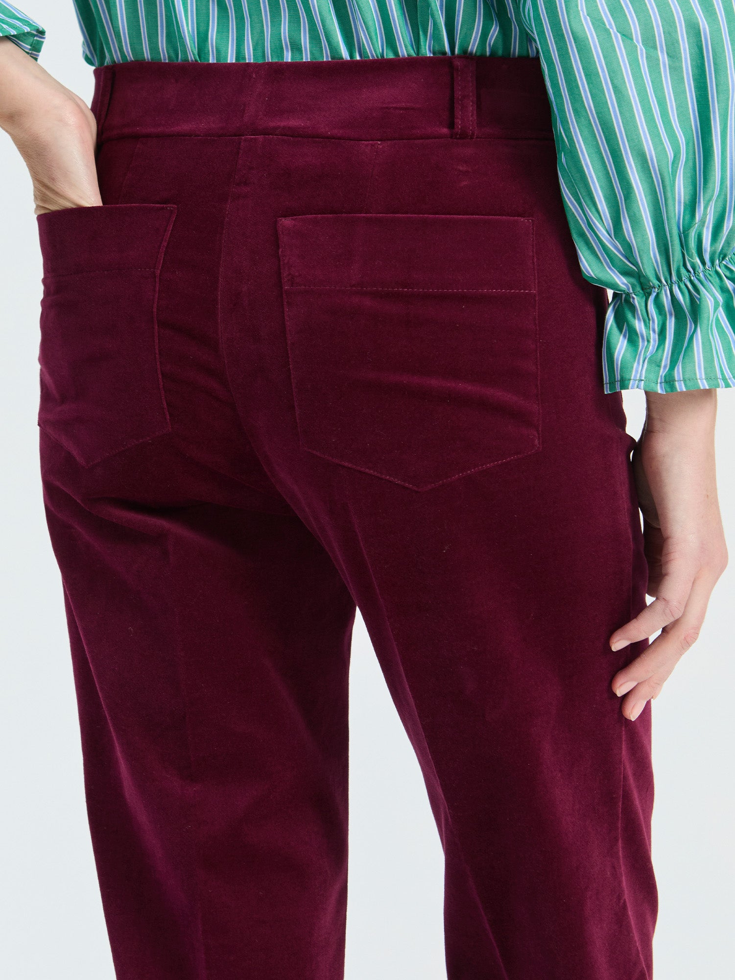 BURGUNDY VELVET TROUSERS