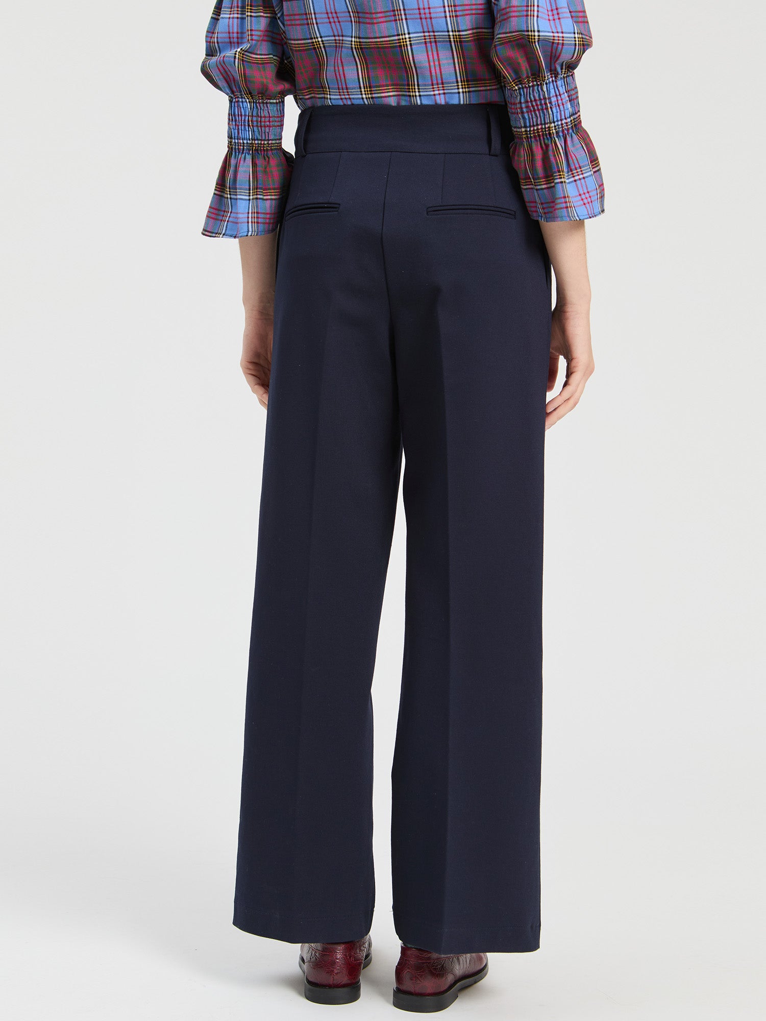 NAVY KNIT TROUSERS