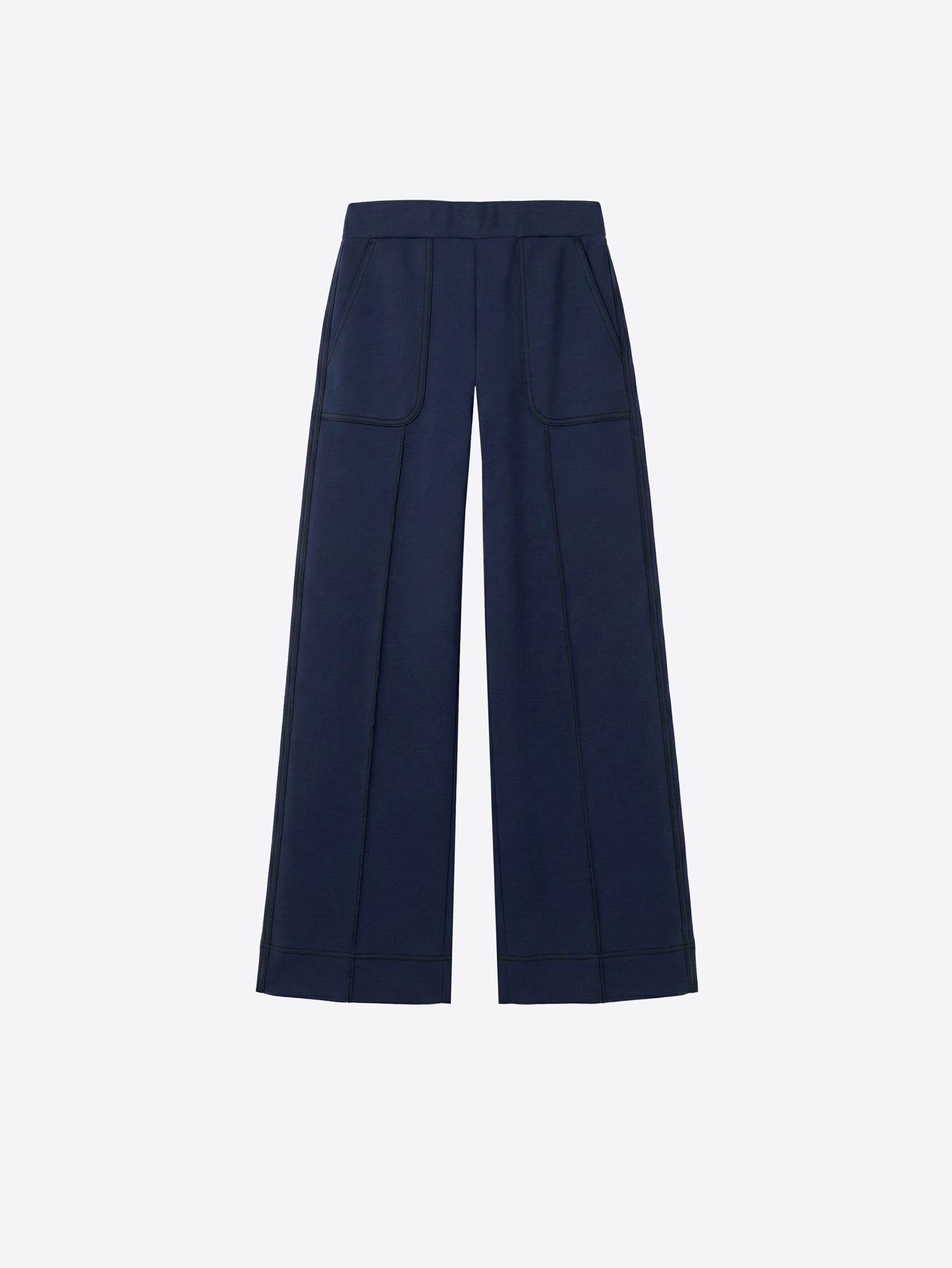 NAVY KNIT TROUSERS