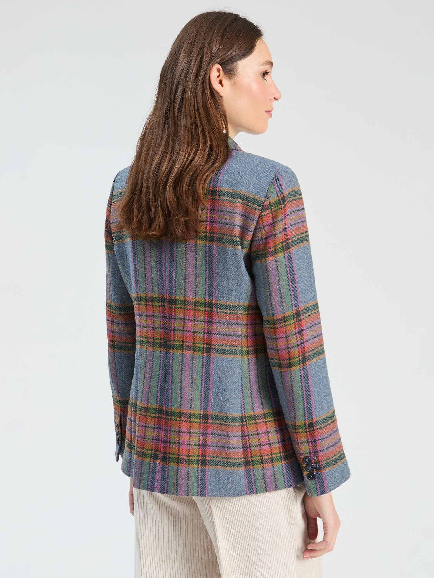 BLUE AND PINK PLAID JACKET
