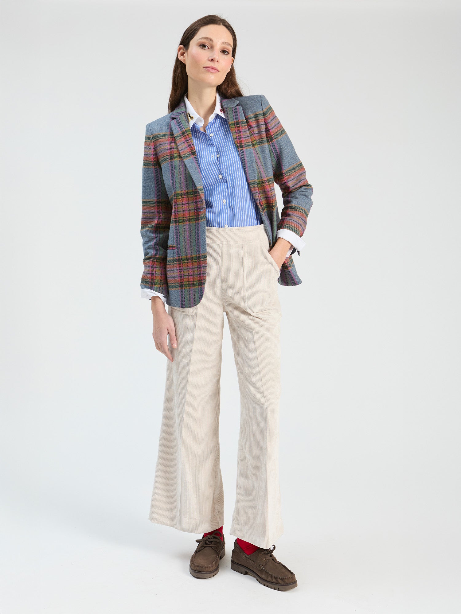 BLUE AND PINK PLAID JACKET