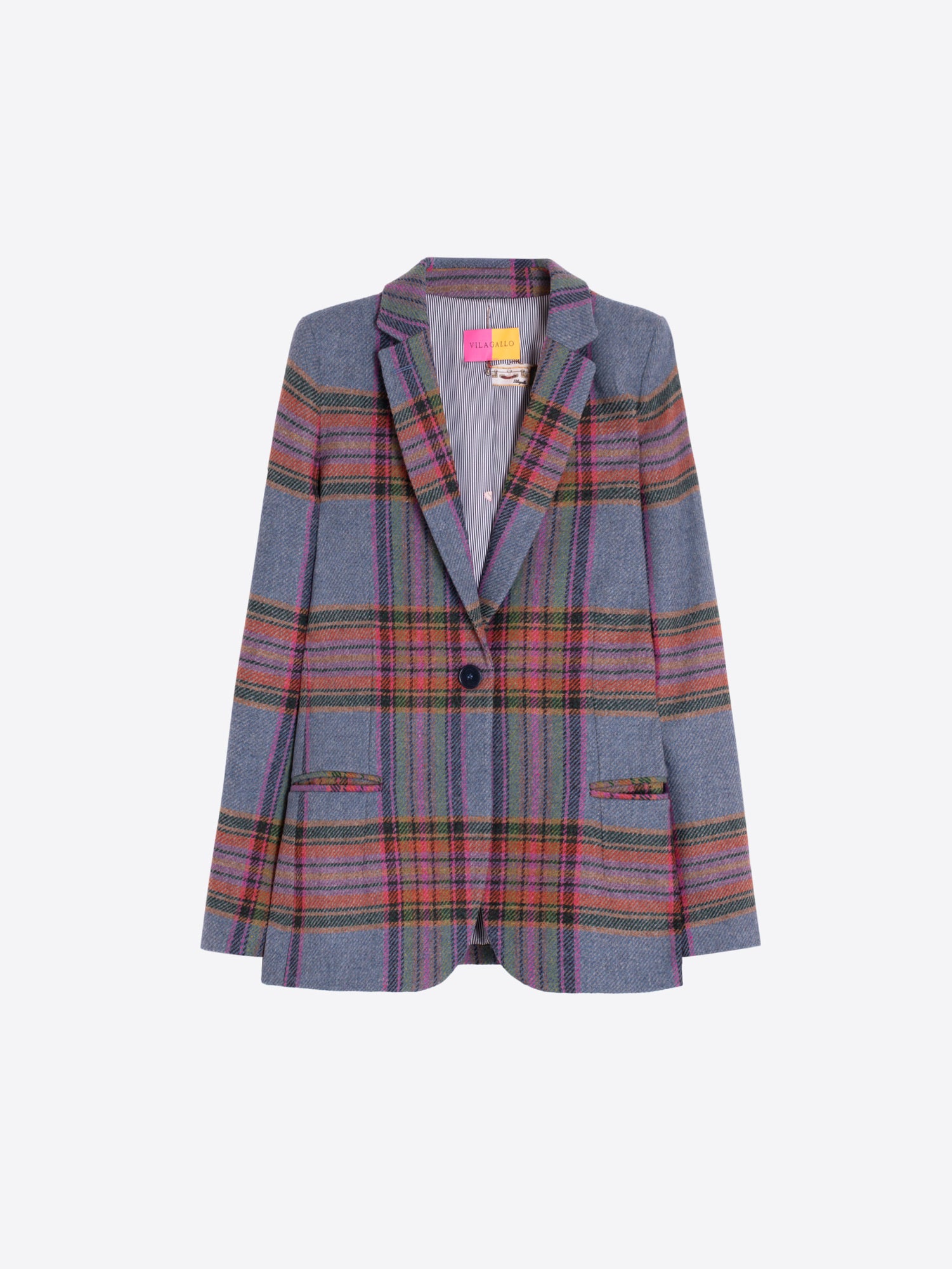 BLUE AND PINK PLAID JACKET