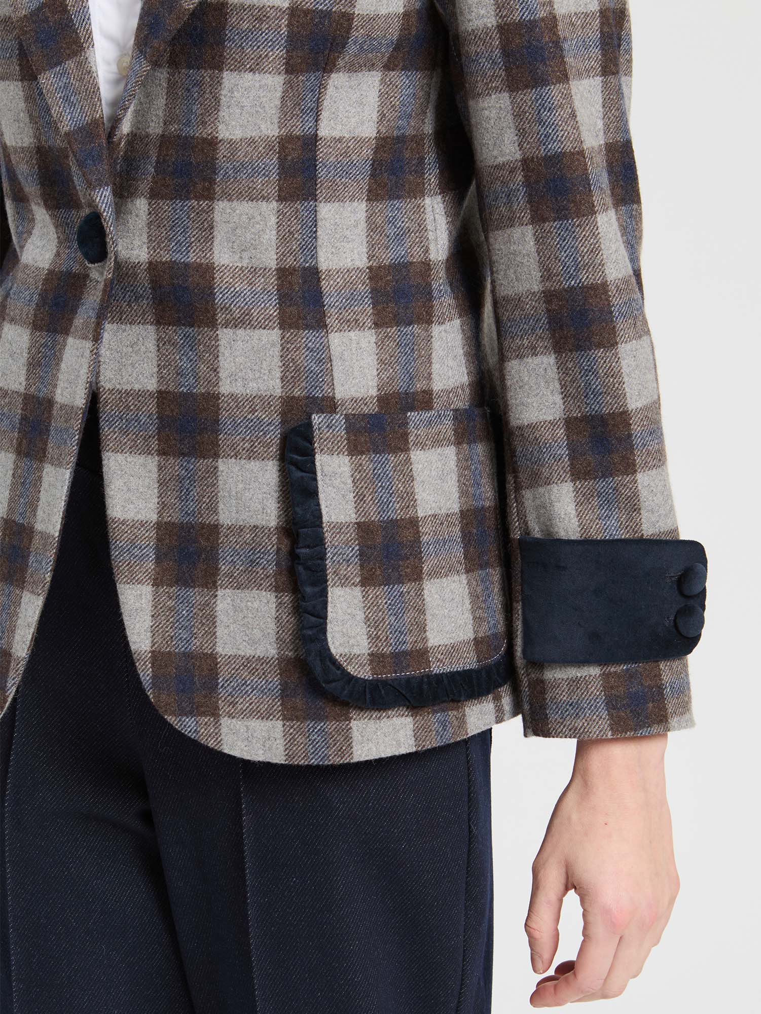 PLAID JACKET GRAY BLUE