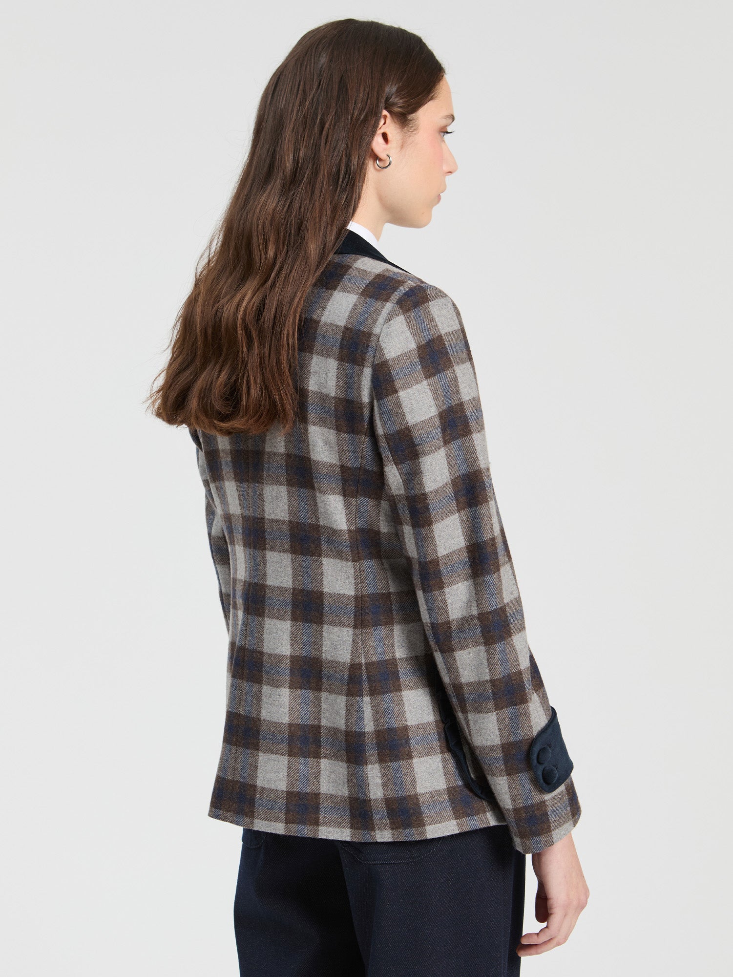 PLAID JACKET GRAY BLUE