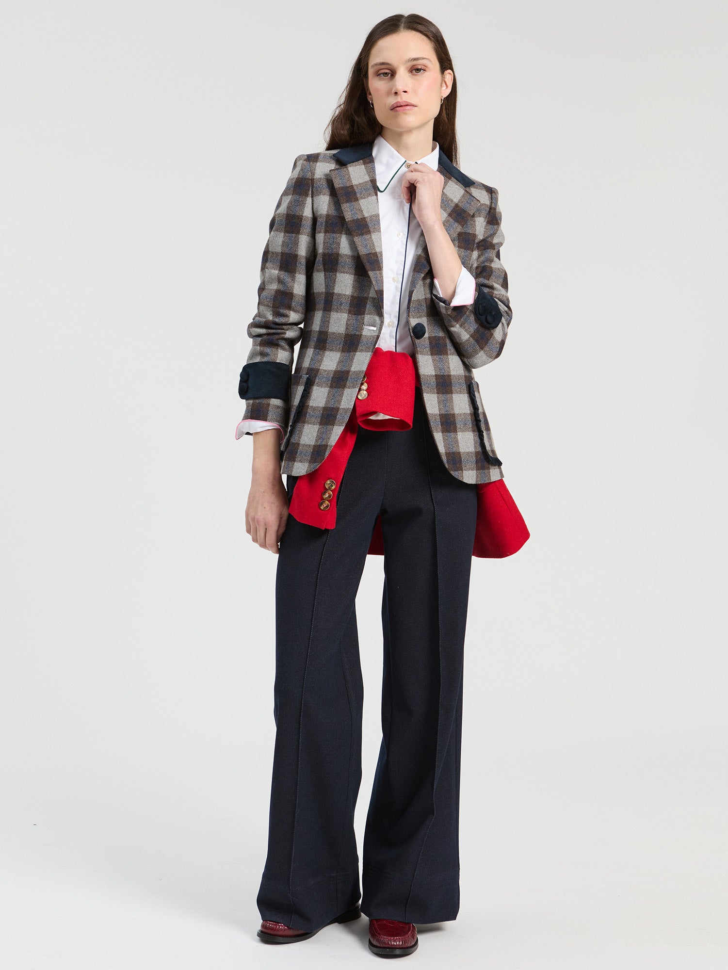 PLAID JACKET GRAY BLUE