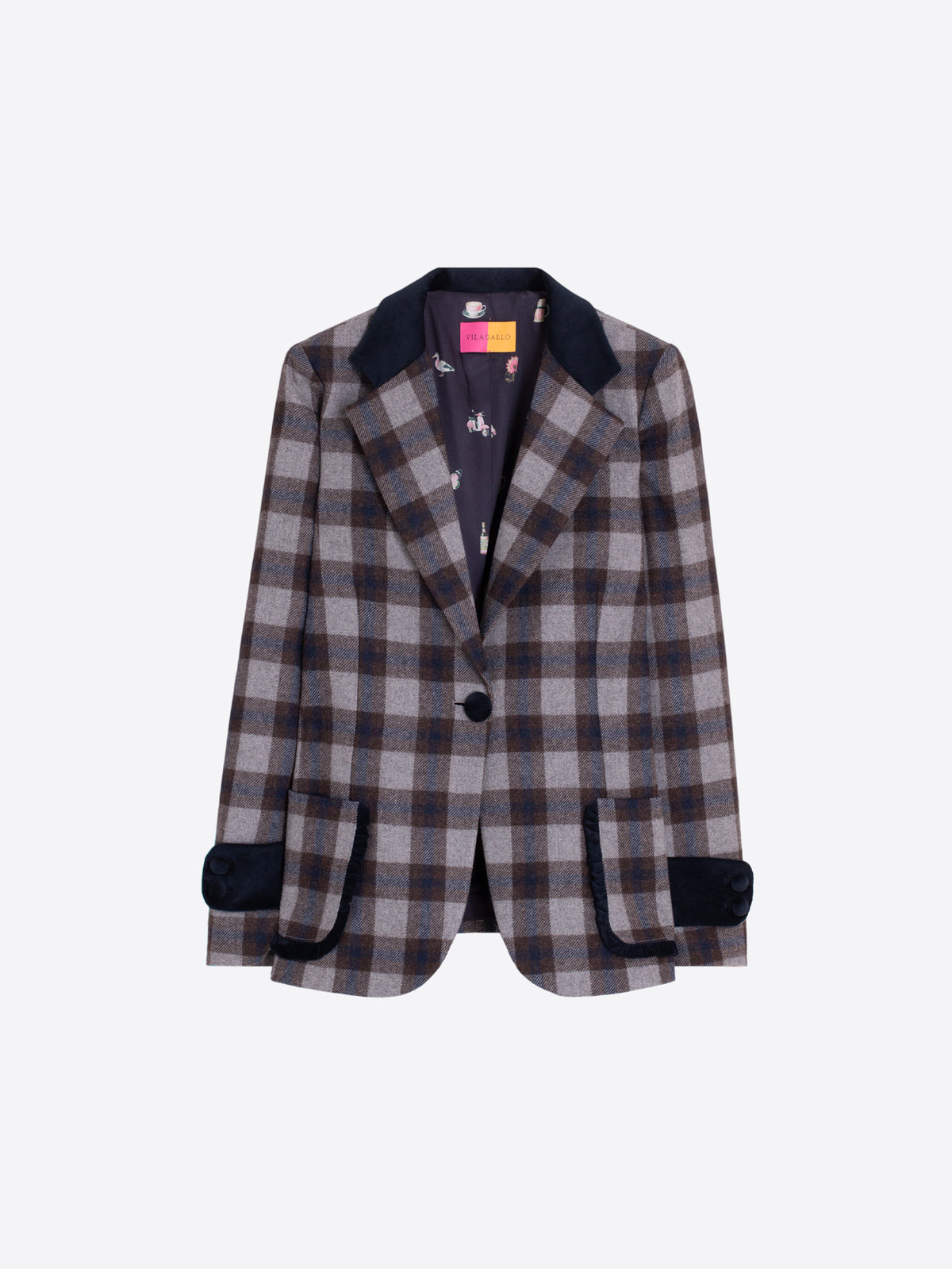 CHAQUETA CUADROS GRIS AZUL