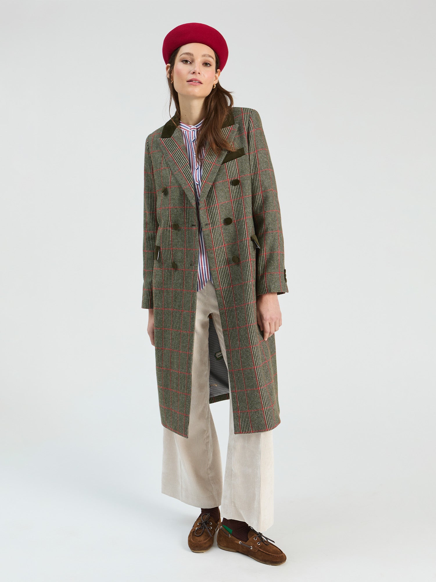 GREEN PRINCE OF WALES CHECK COAT
