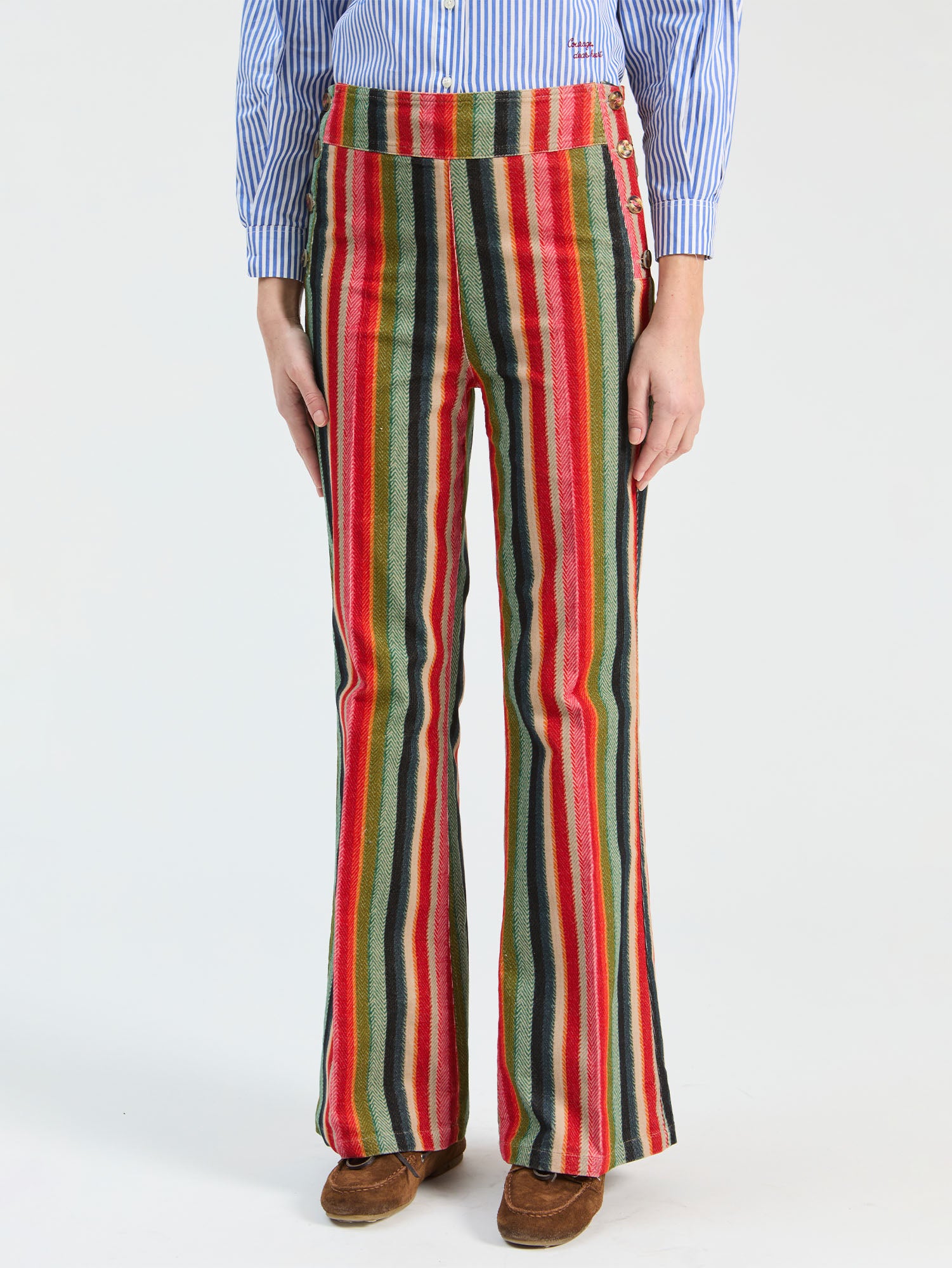 HERRINGBONE MICRO-CORDUROY TROUSERS