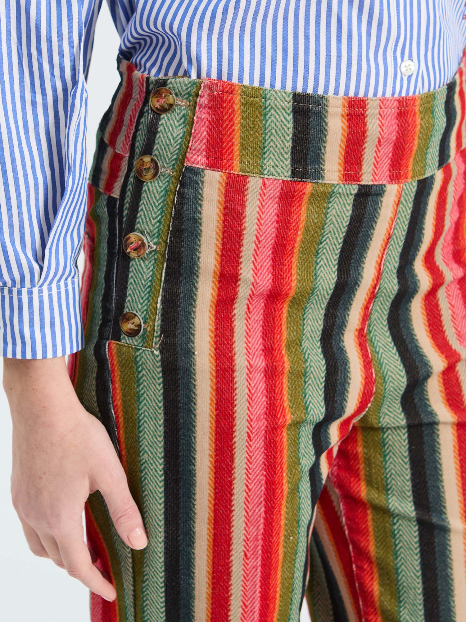 HERRINGBONE MICRO-CORDUROY TROUSERS