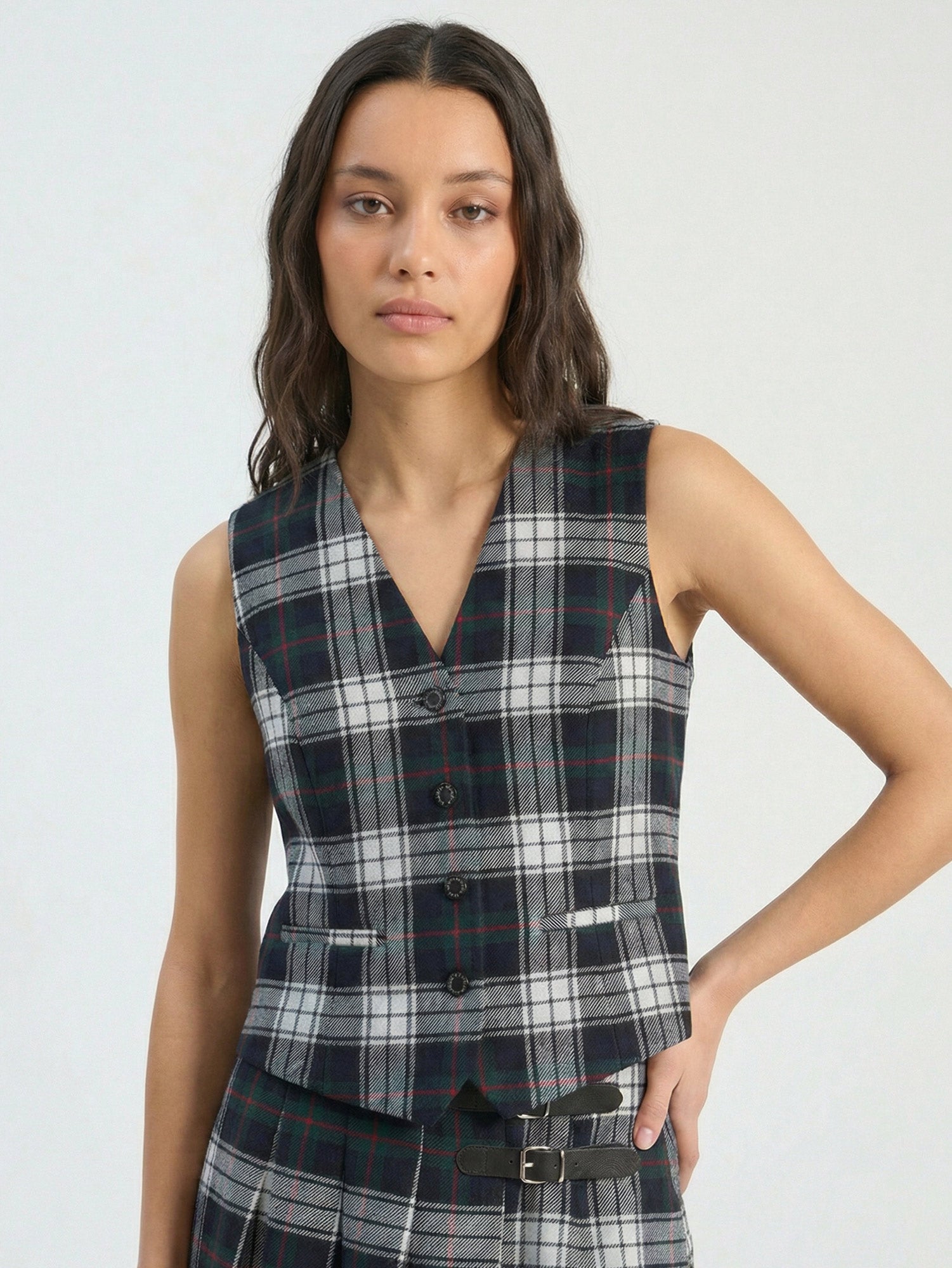 BLACK AND WHITE CHECKERED VEST