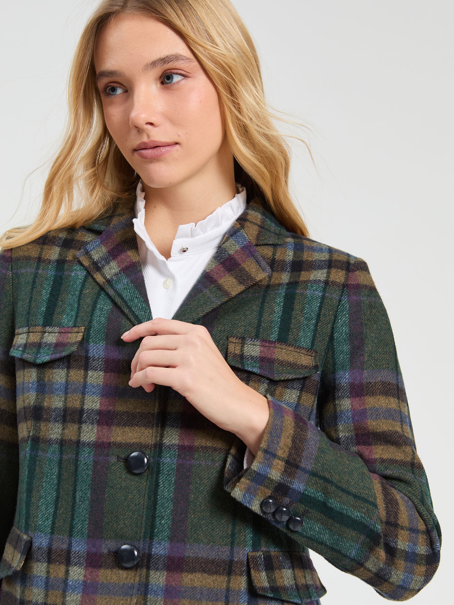 GREEN AND BURGUNDY CHECKED JACKET