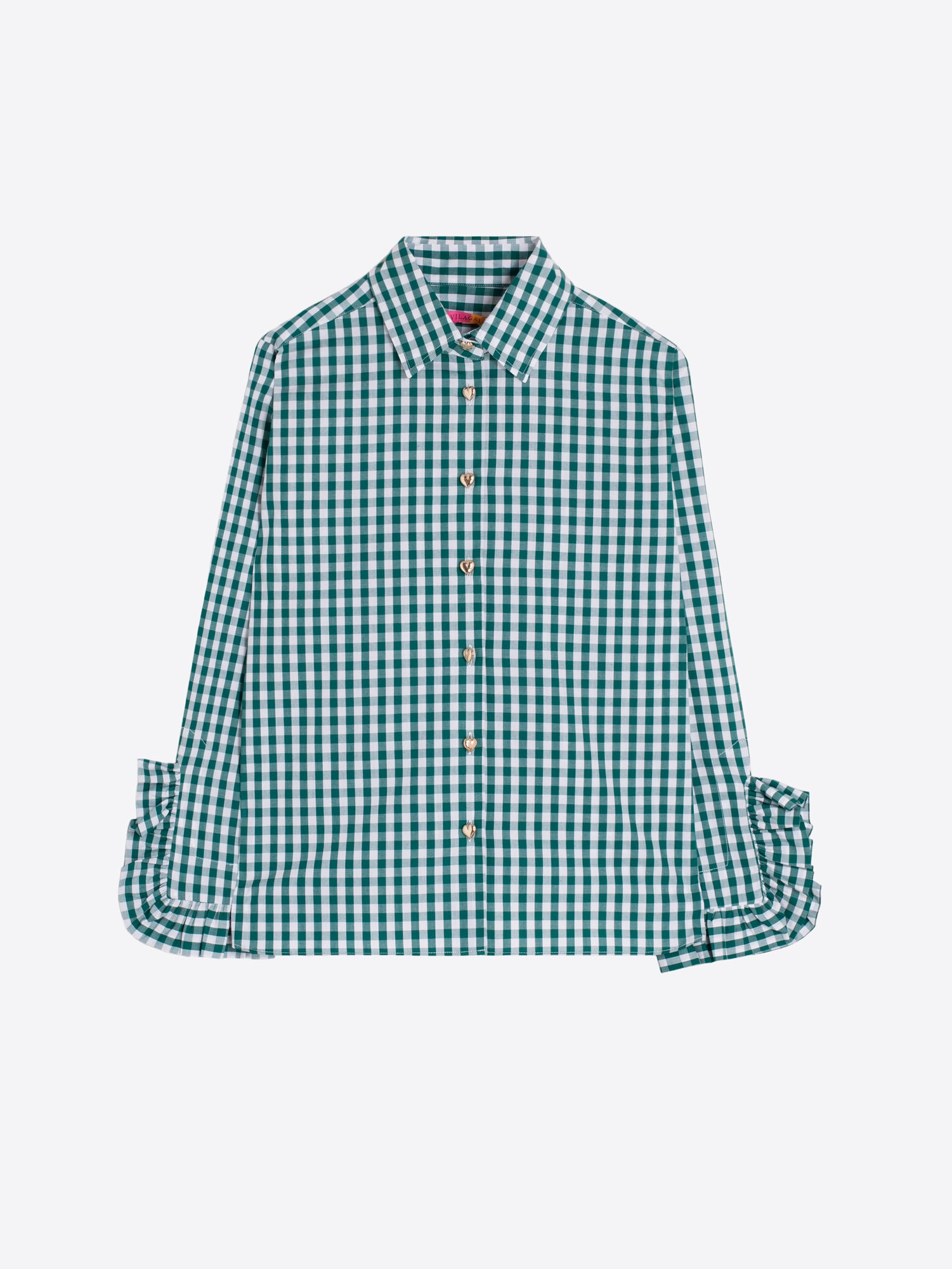 GREEN GINGHAM SHIRT WITH RUFFLES