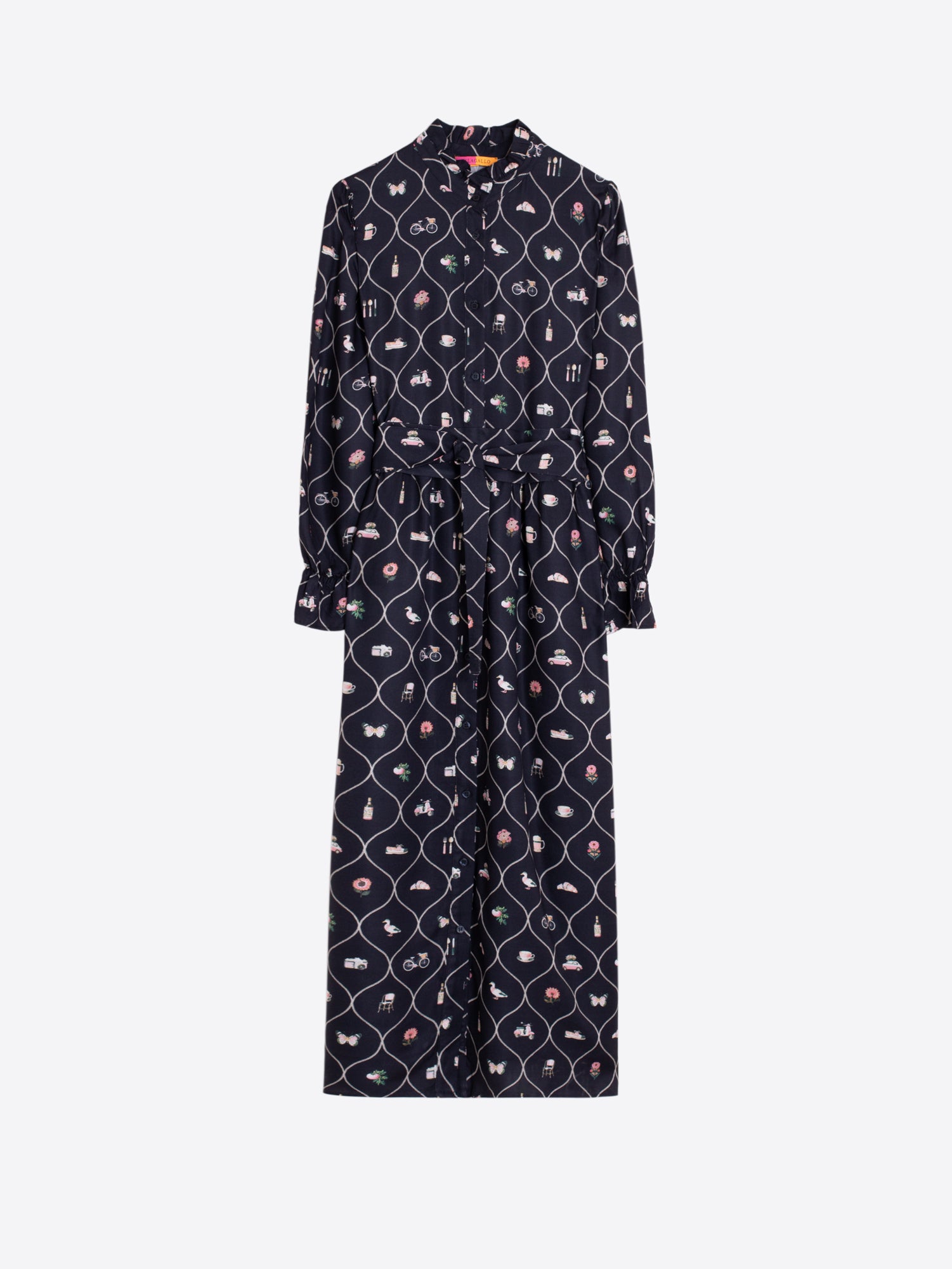 NAVY LONG BRASSIERE DRESS