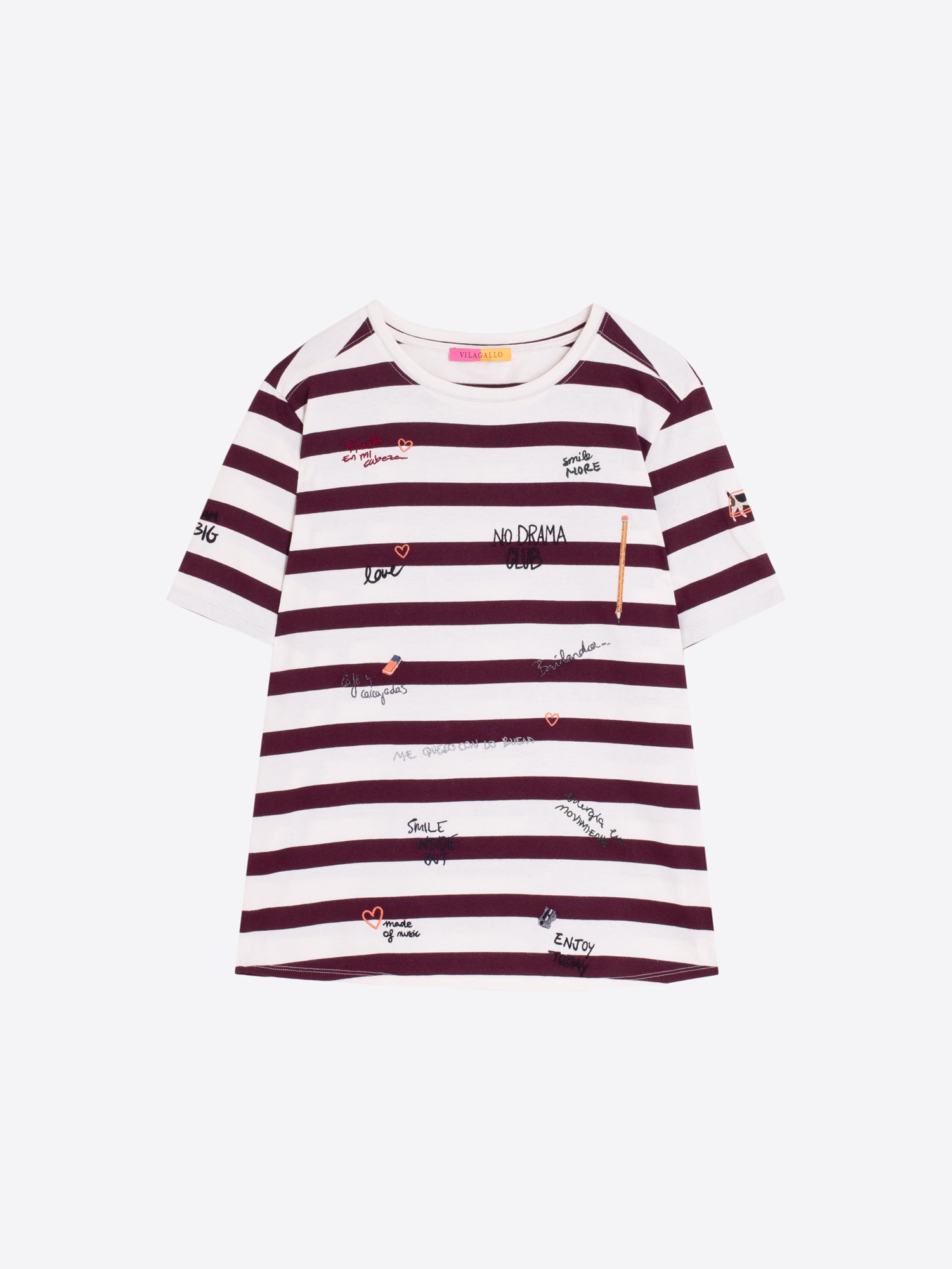 CAMISETA RAYAS BURDEOS GARABATOS