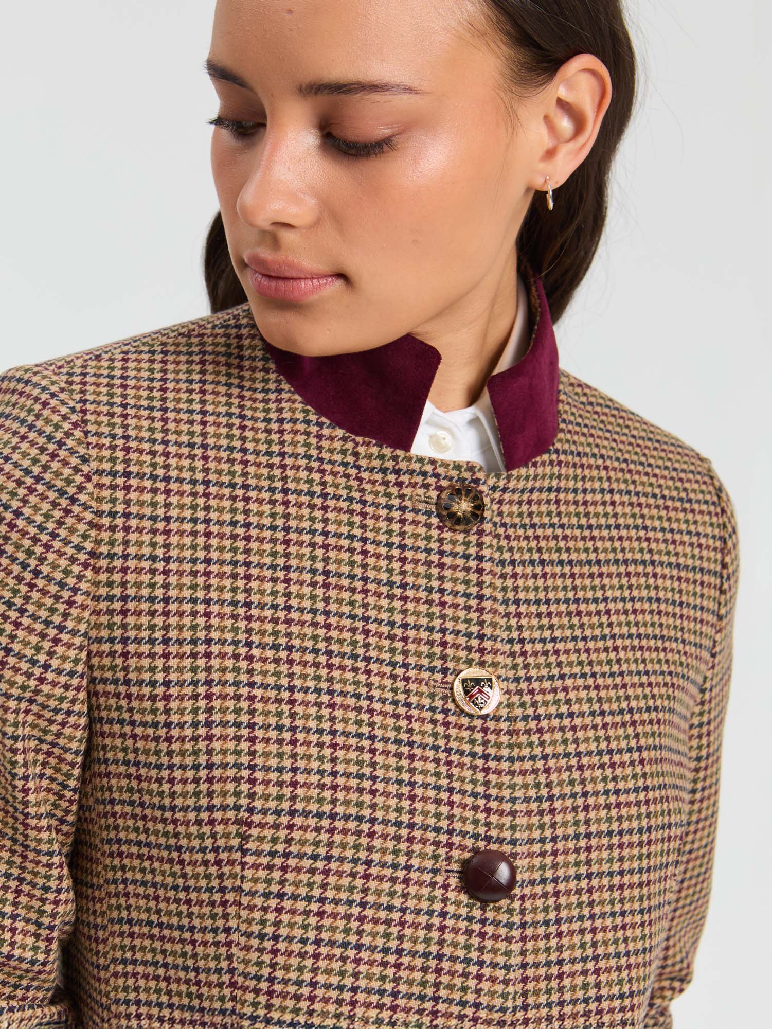BURGUNDY HOUNDSTOOTH JACKET
