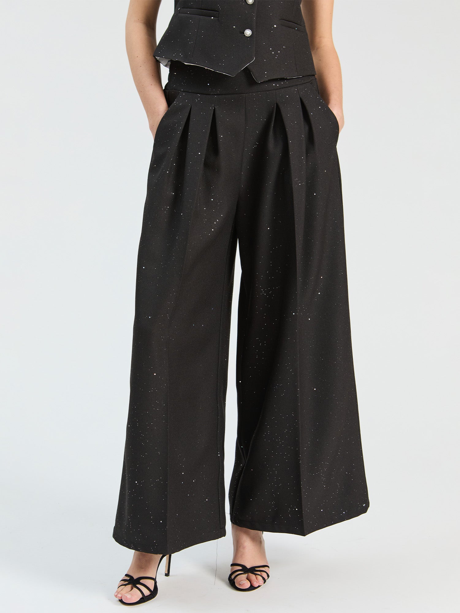 BLACK SEQUIN TROUSERS