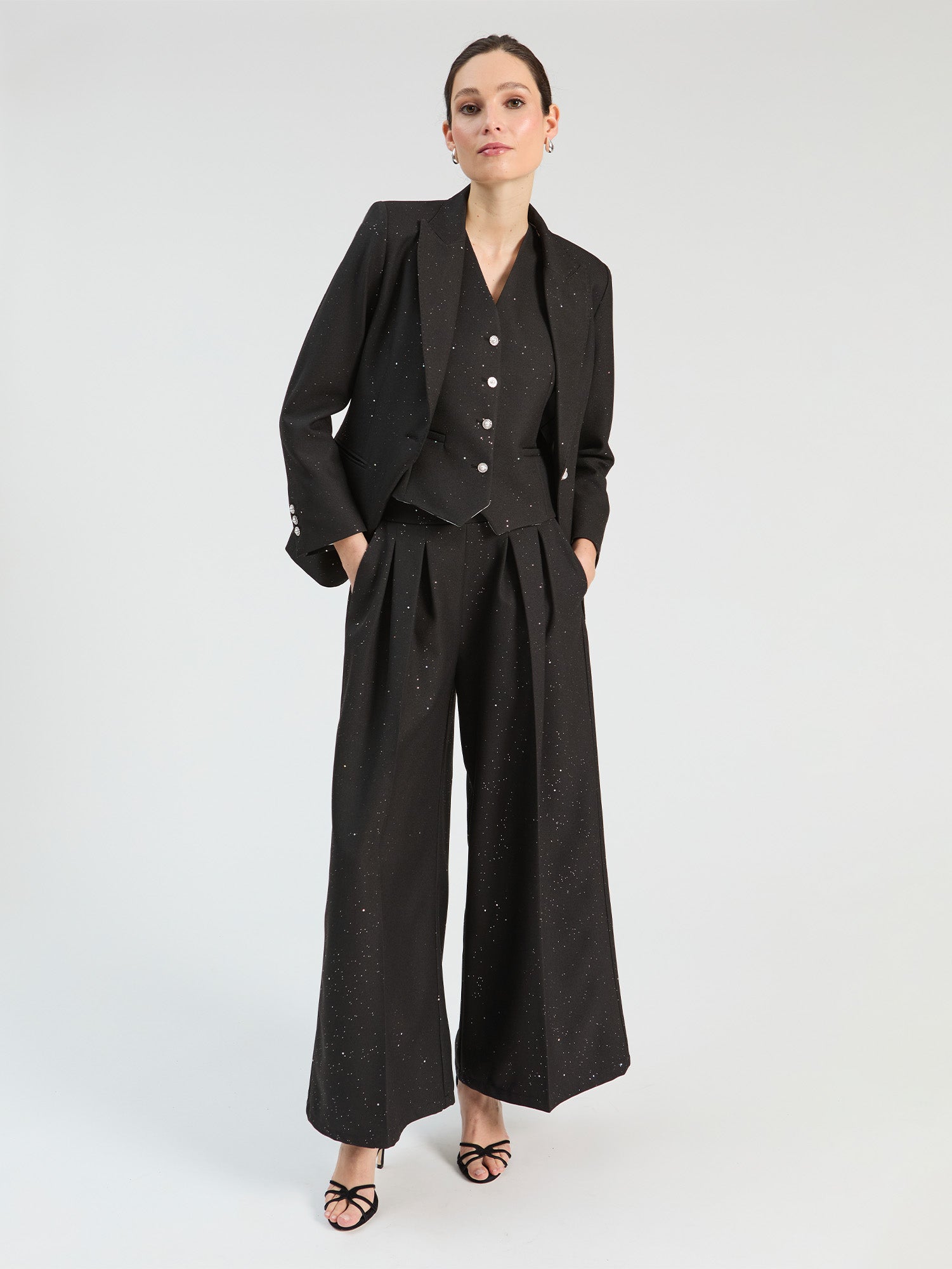 BLACK SEQUIN TROUSERS