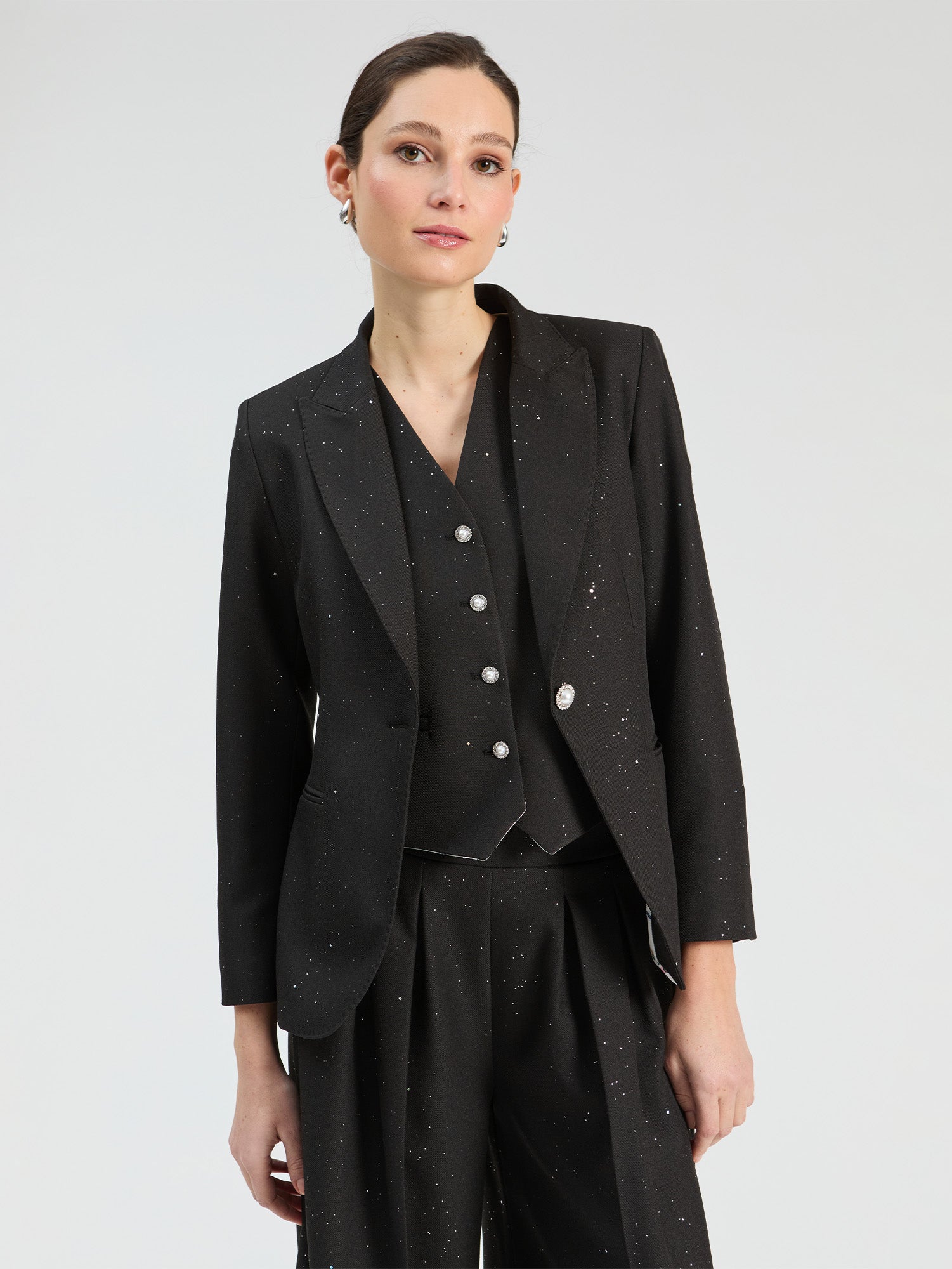 NAVY JACKET WITH SILVER MOTIFS