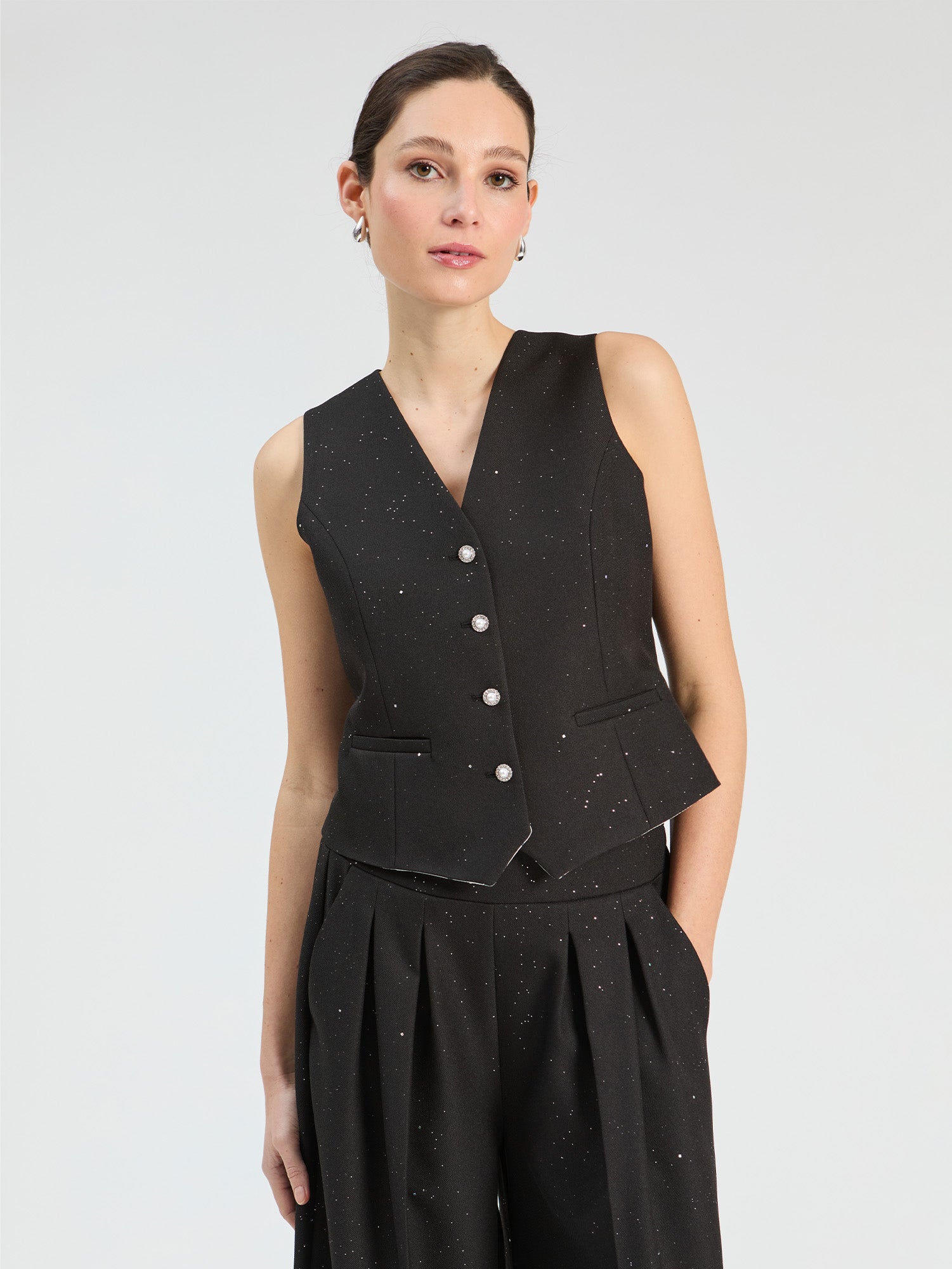 BLACK SEQUIN VEST