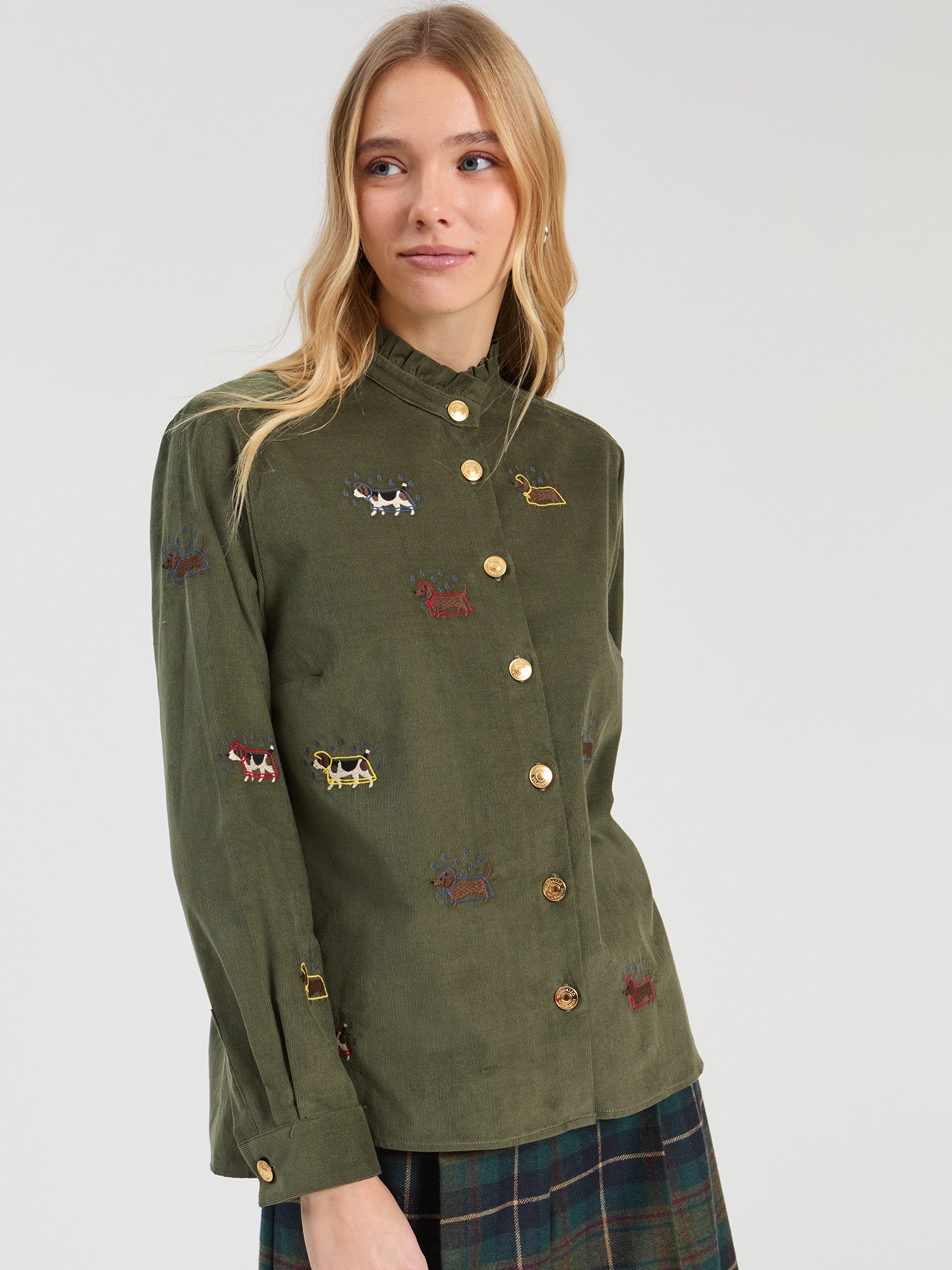 FINE CORDUROY GREEN SHIRT