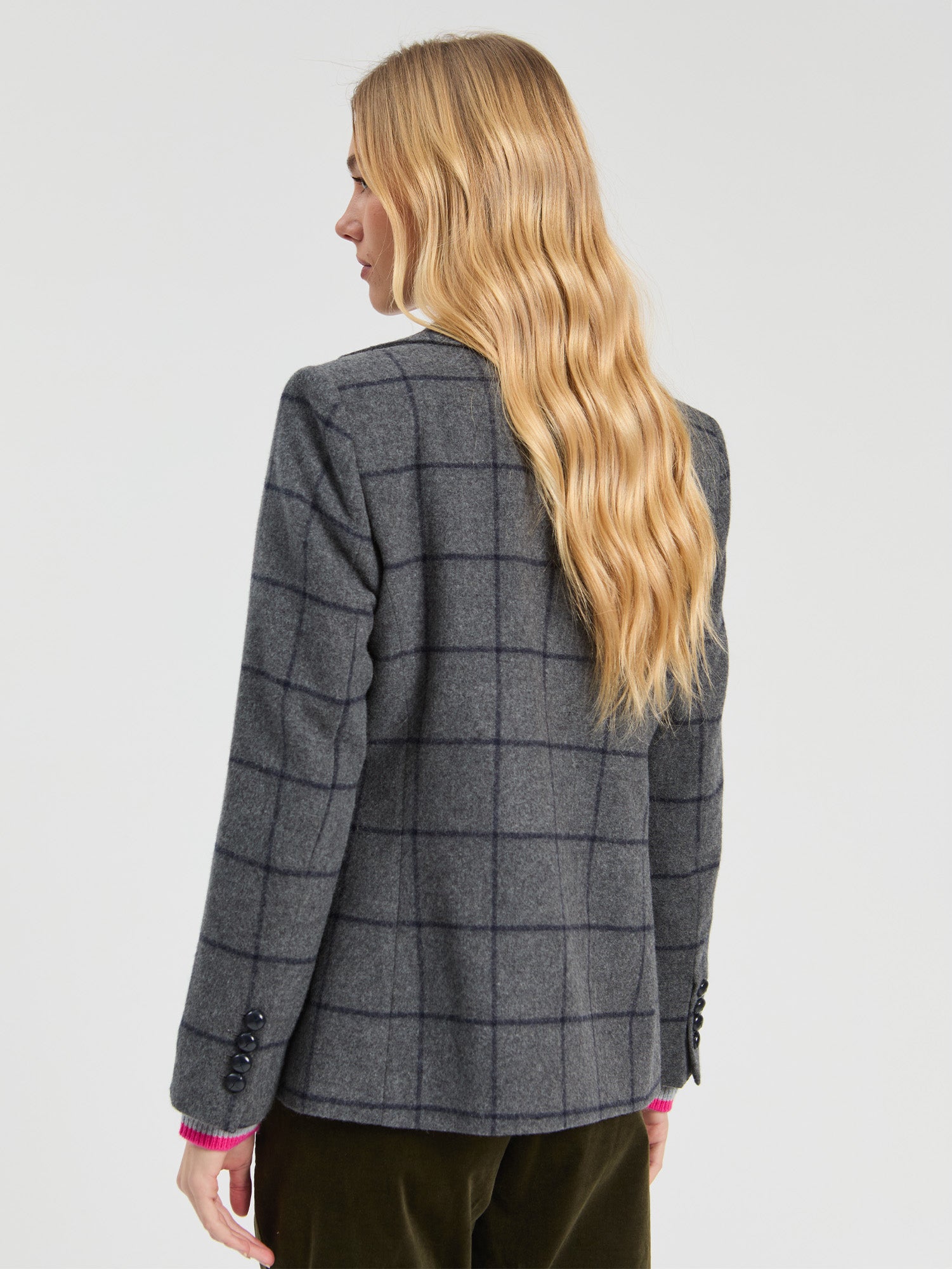 NAVY GREY PLAID JACKET