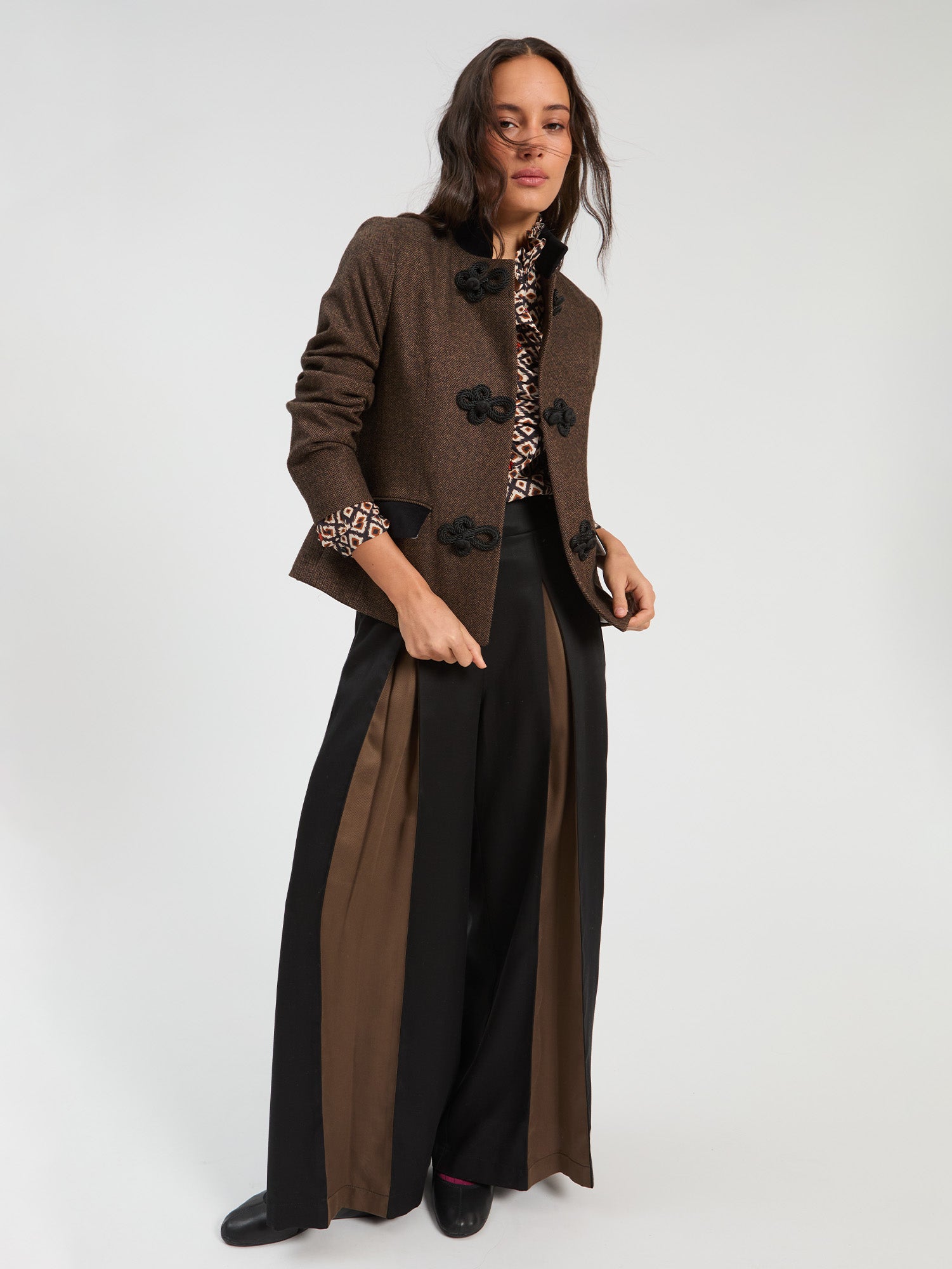 BROWN BLACK HERRINGBONE JACKET