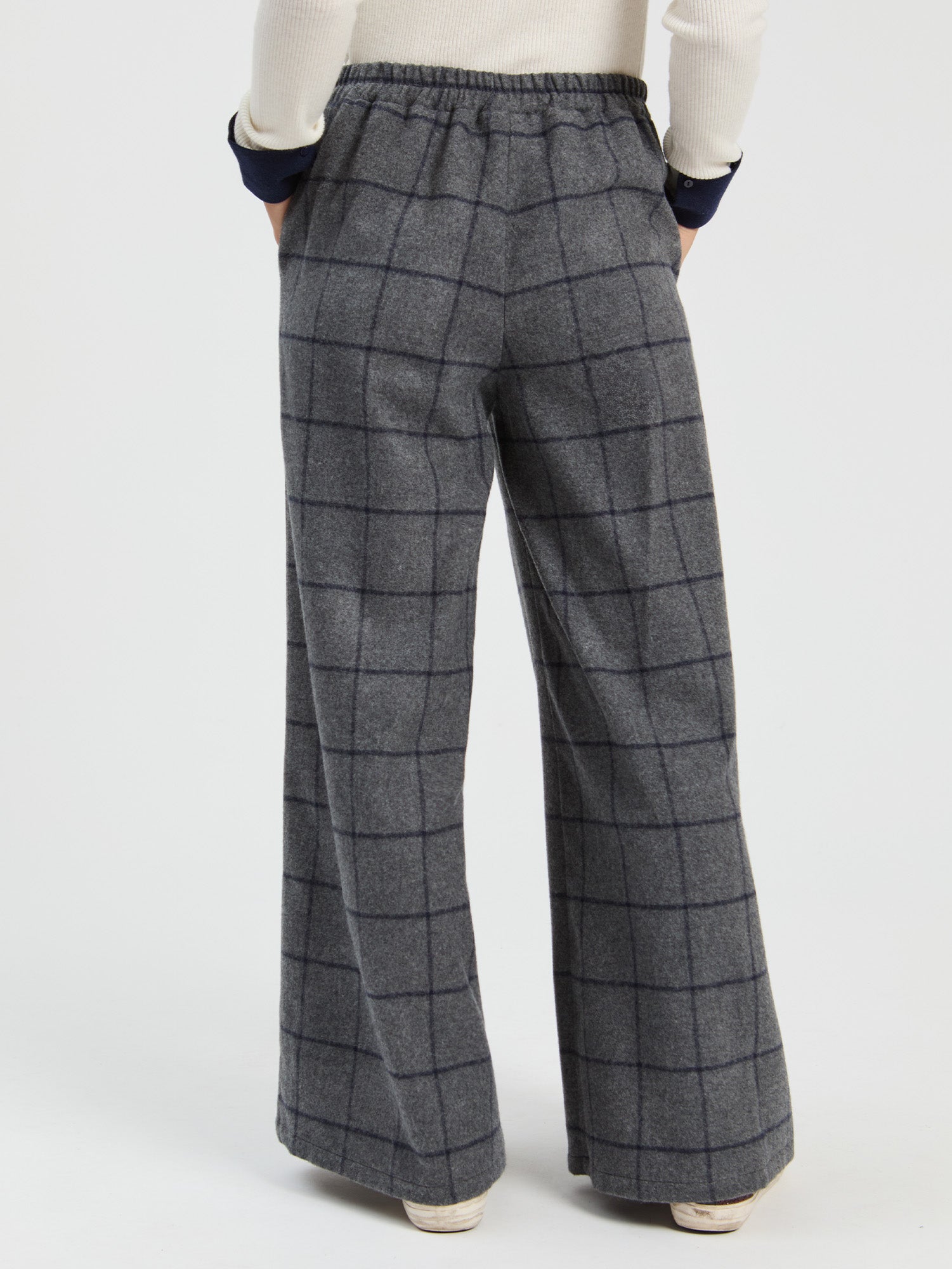 NAVY GREY CHECK TROUSERS