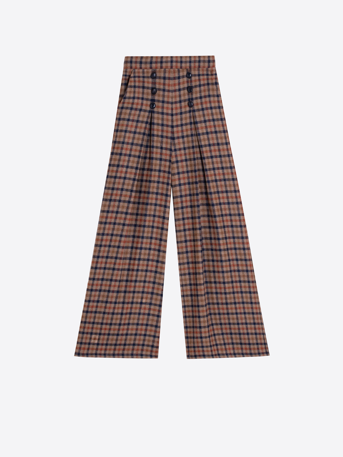 PANTALÓN CUADROS TEJA
