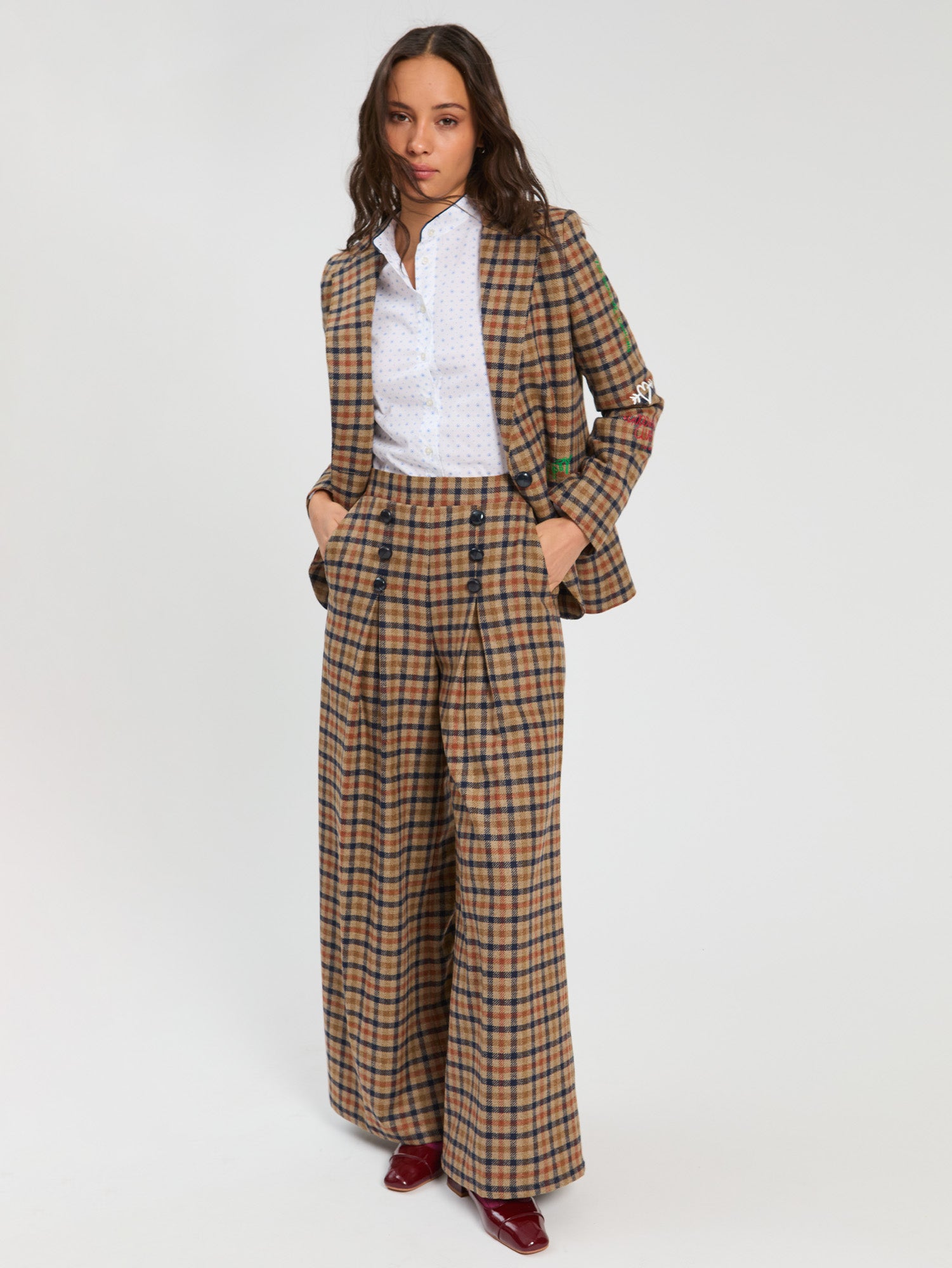 PLAID TILE TROUSERS