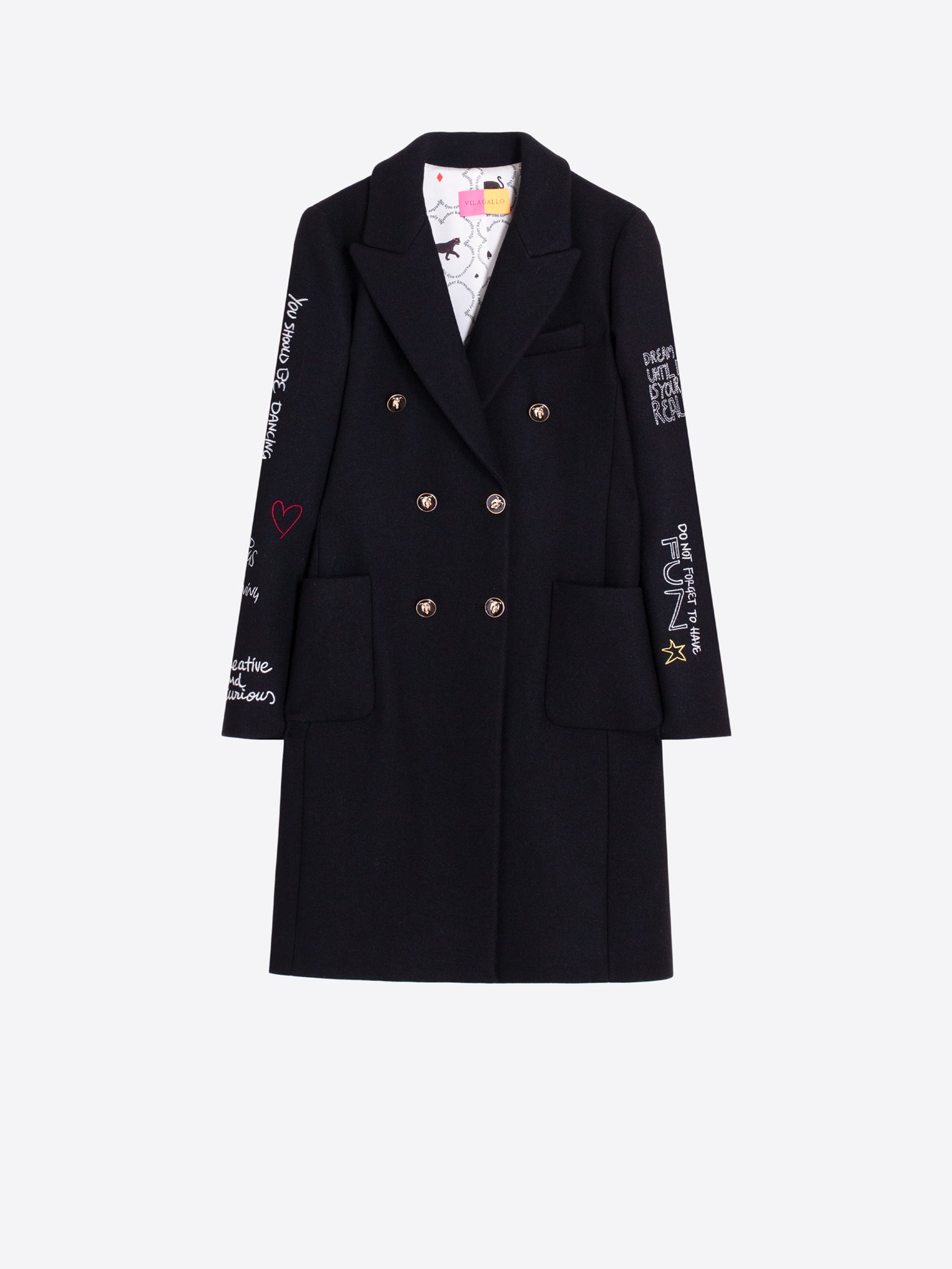BLACK COAT WITH FERRIS WHEEL PRINT