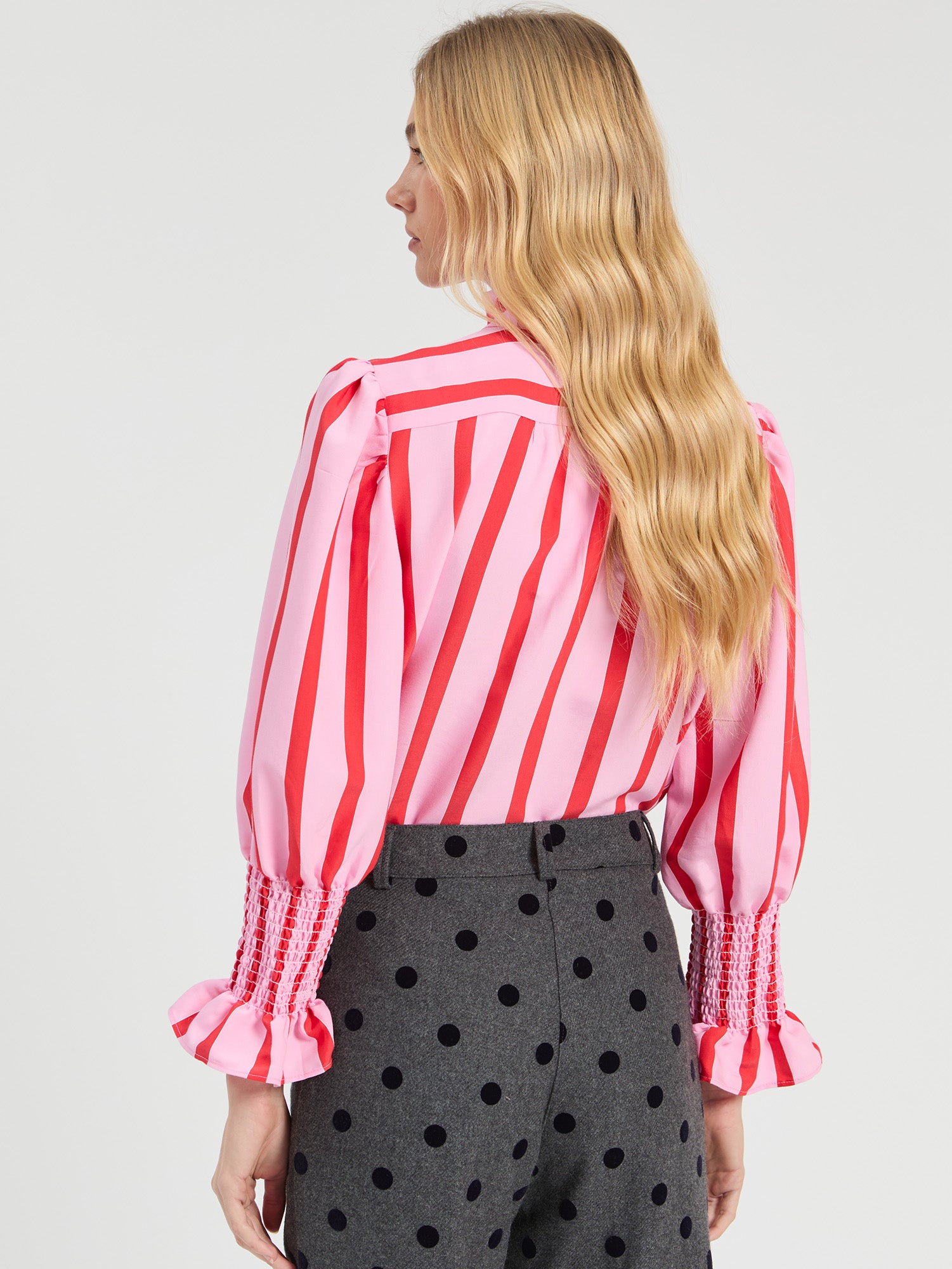 BICOLOR STRIPED SHIRT WITH RUFFLES