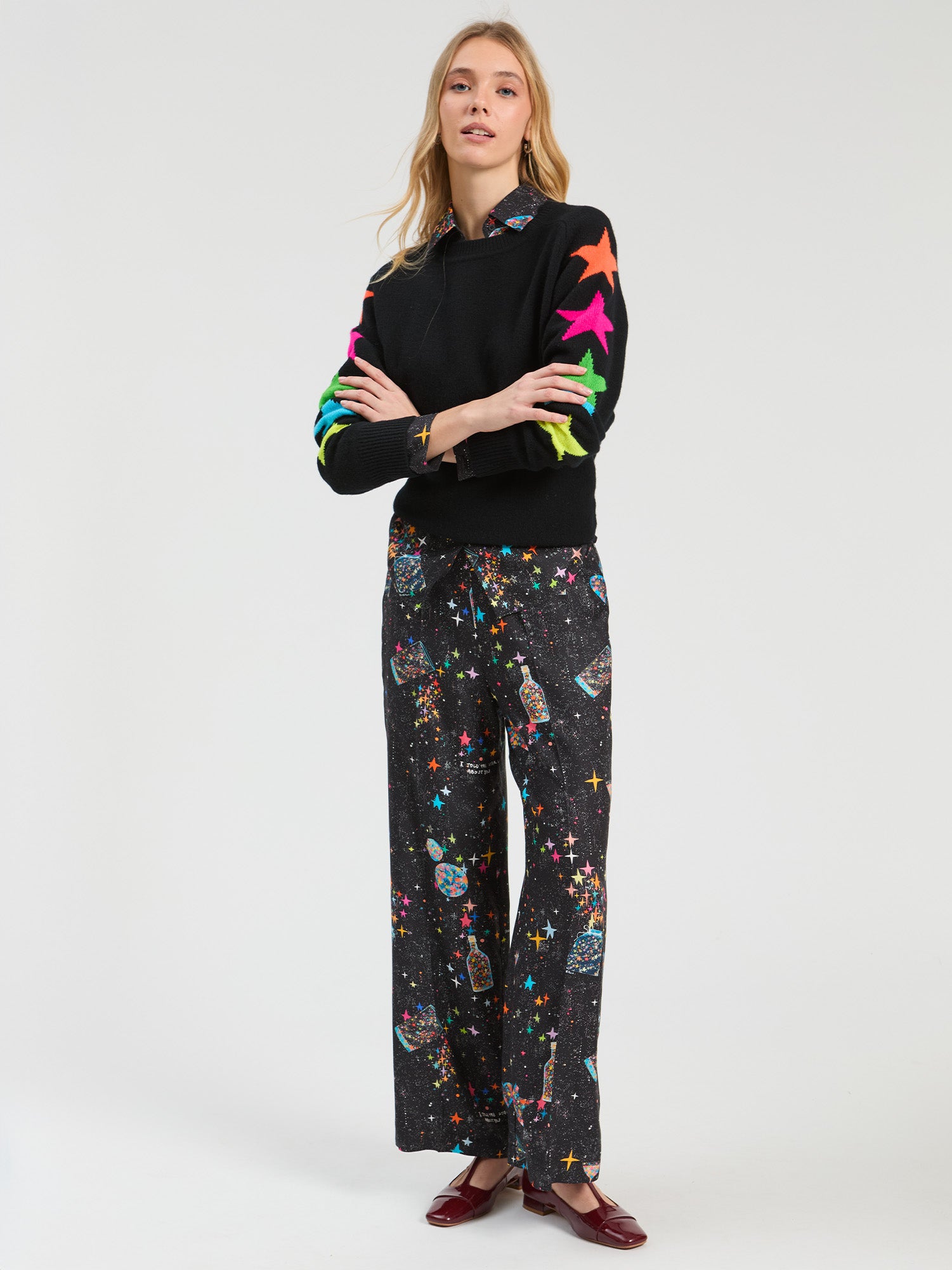 BLACK INTARSIA STARS JUMPER