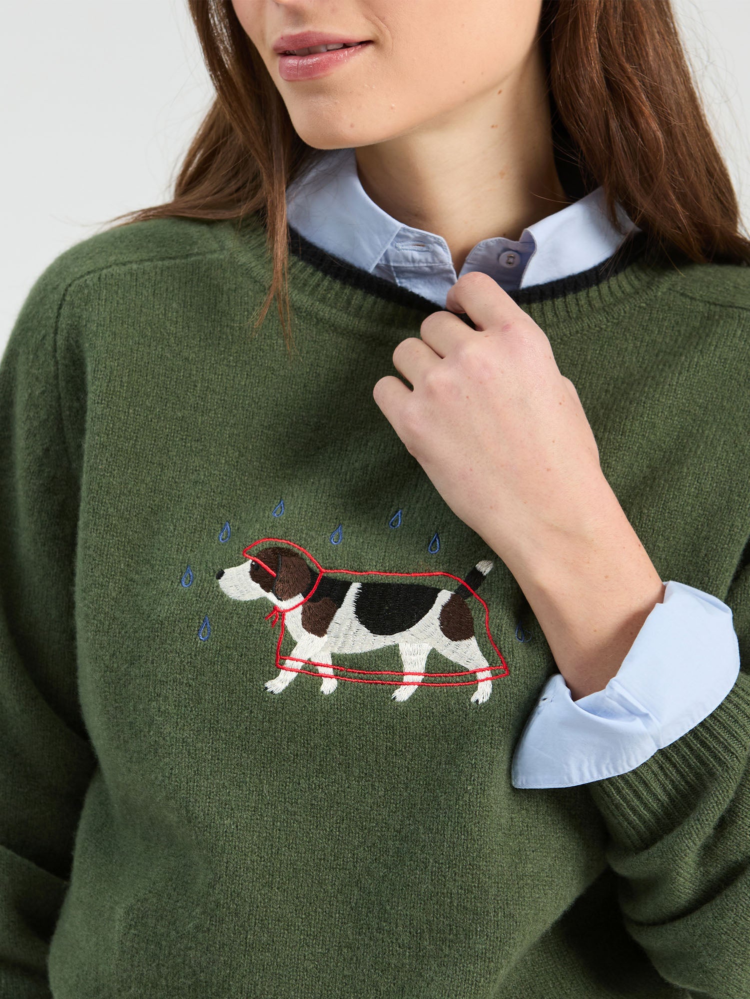 JERSEY PERRO CHUBASQUERO BORDADO VERDE