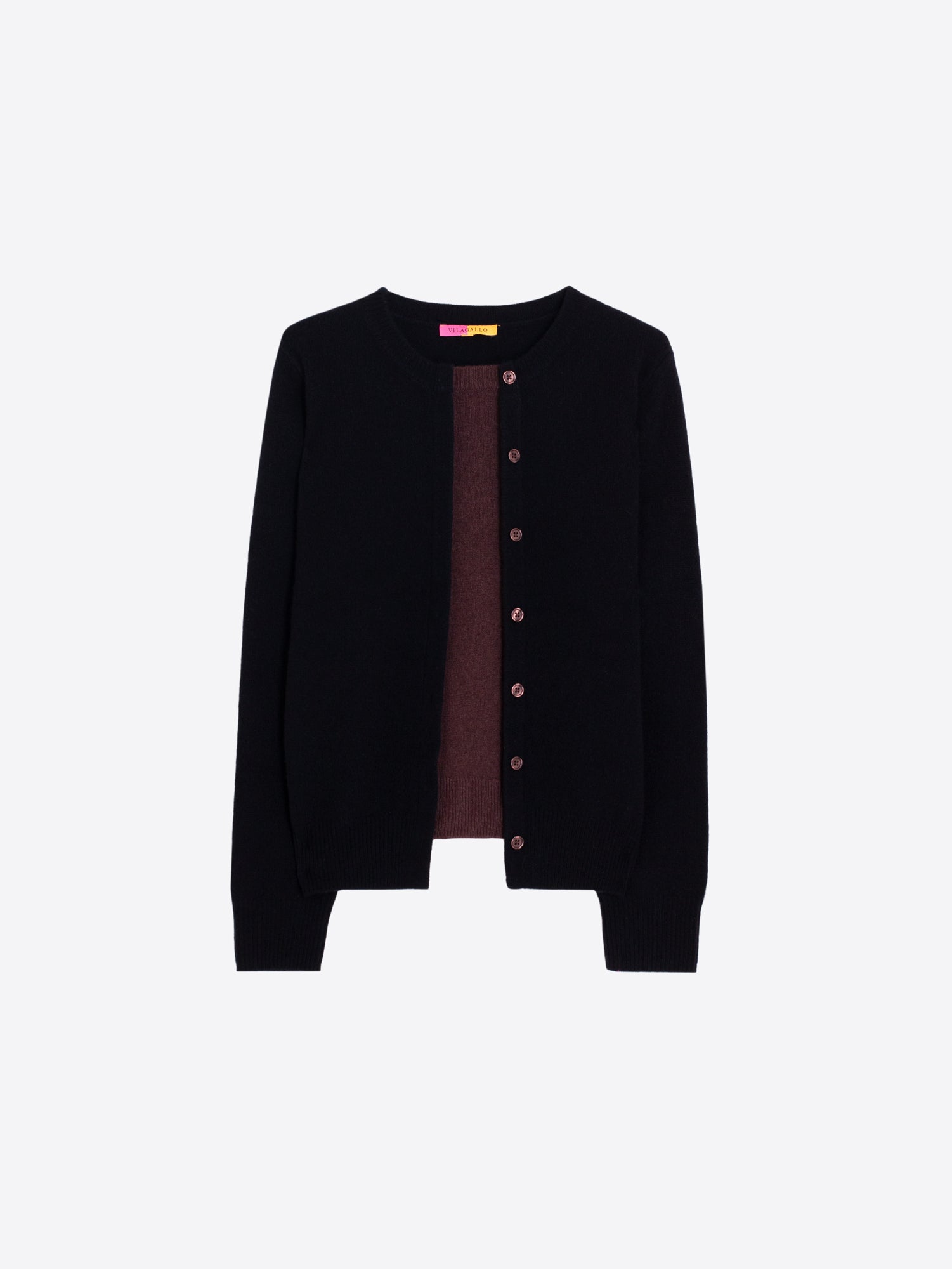 FAUX TWIN SET CARDIGAN BROWN AND BLACK