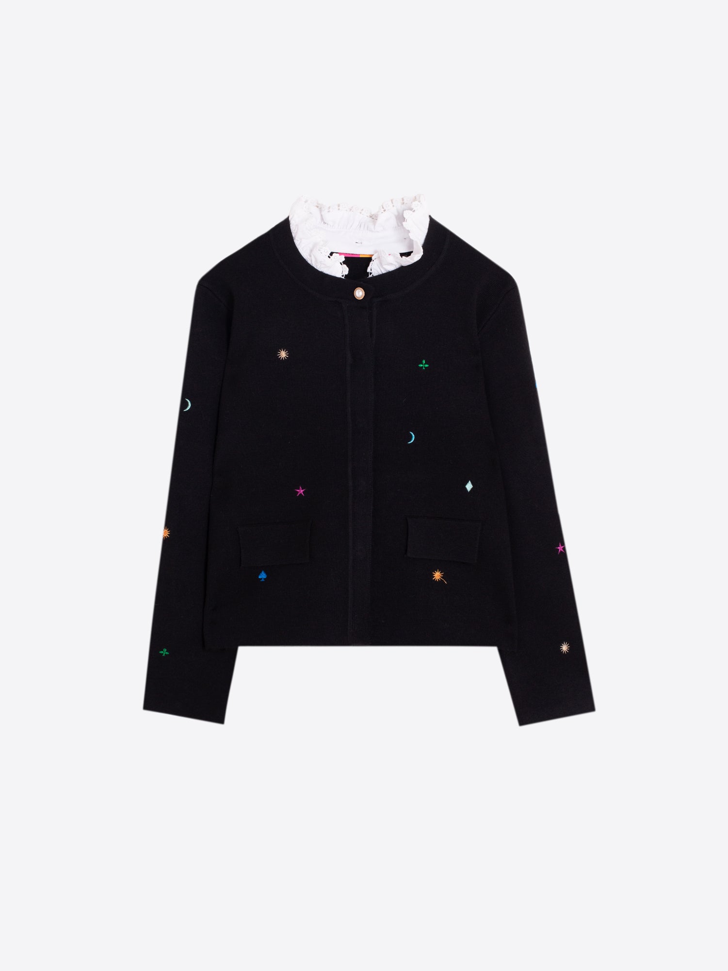CARDIGAN NEGRO BORDADO CINTA
