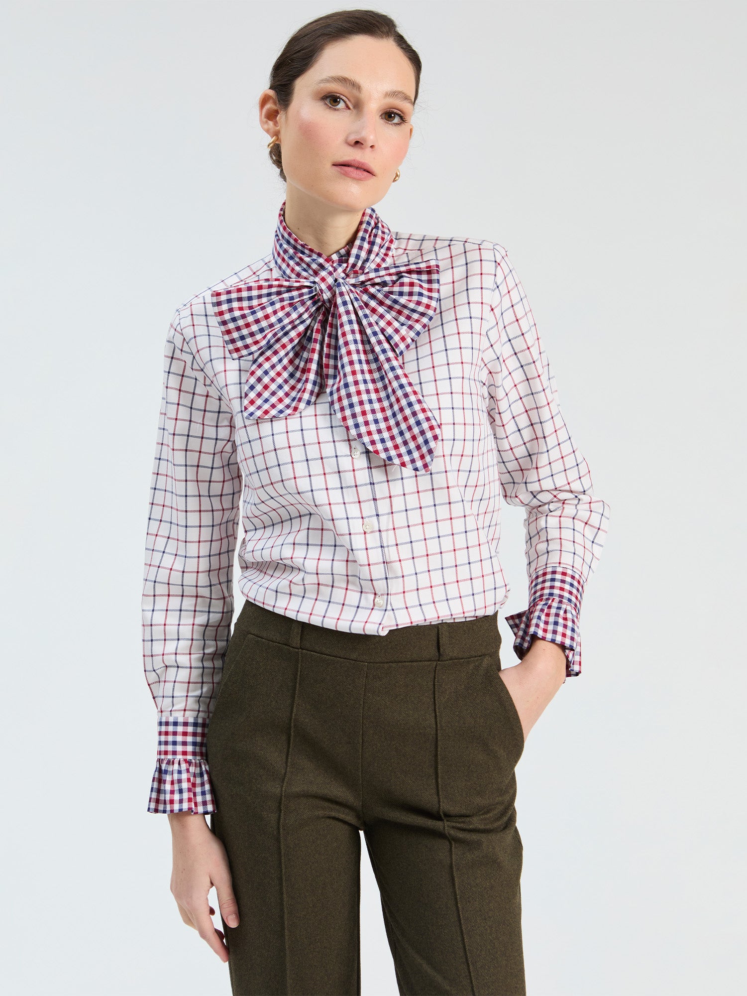 MAXI BOW PLAID SHIRT