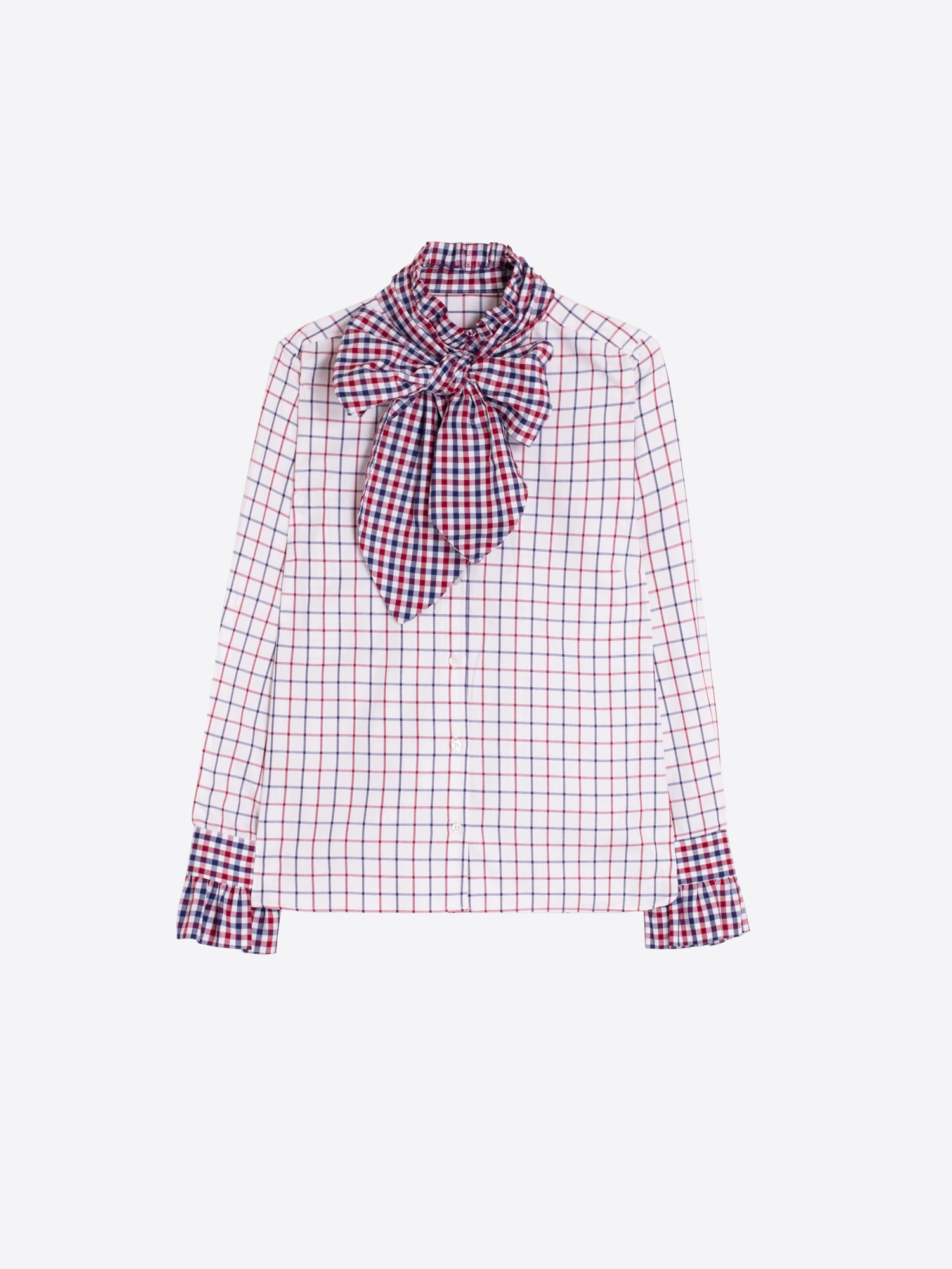 MAXI BOW PLAID SHIRT