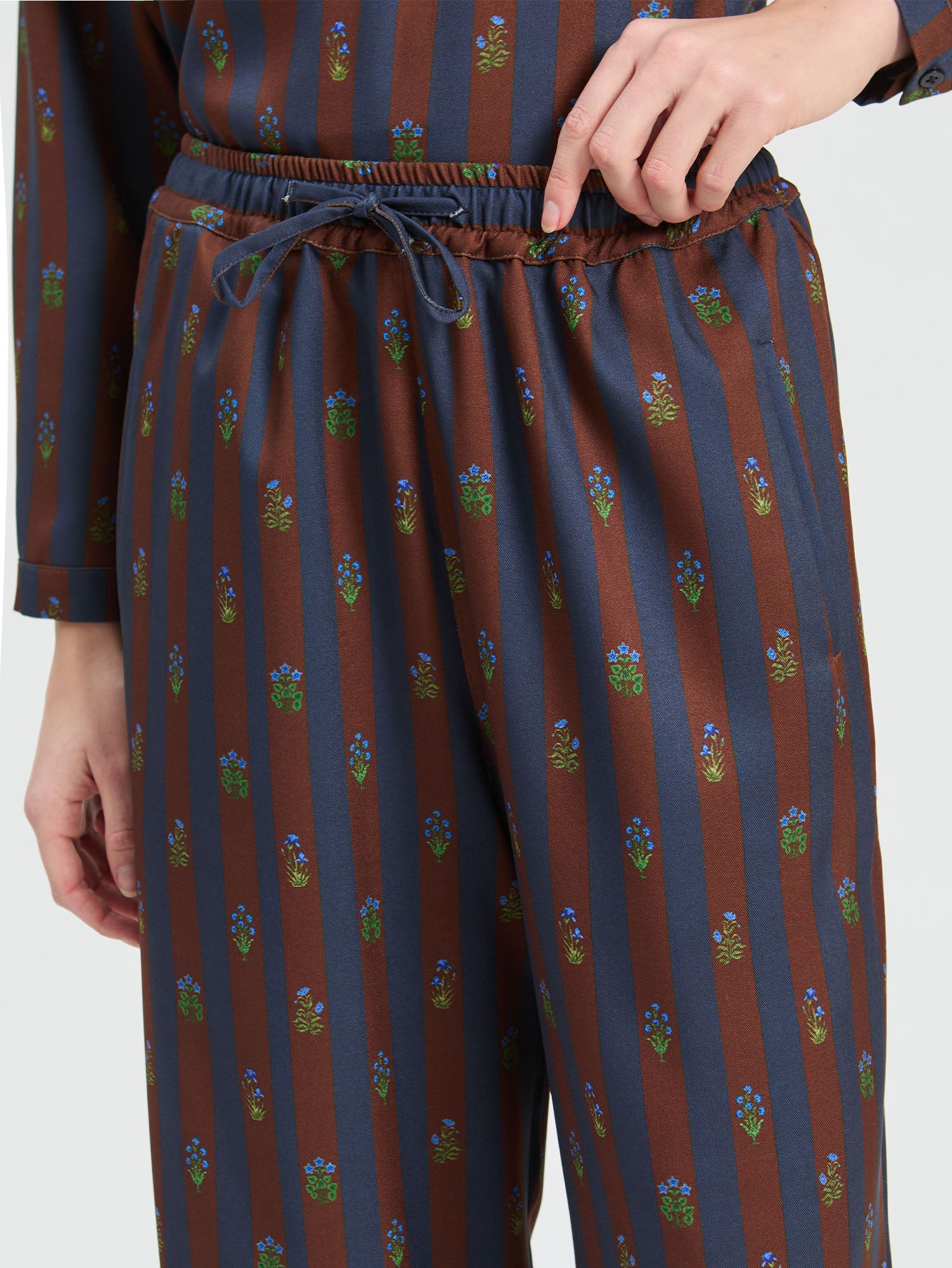 INDIAN FLORAL STRIPE TROUSERS